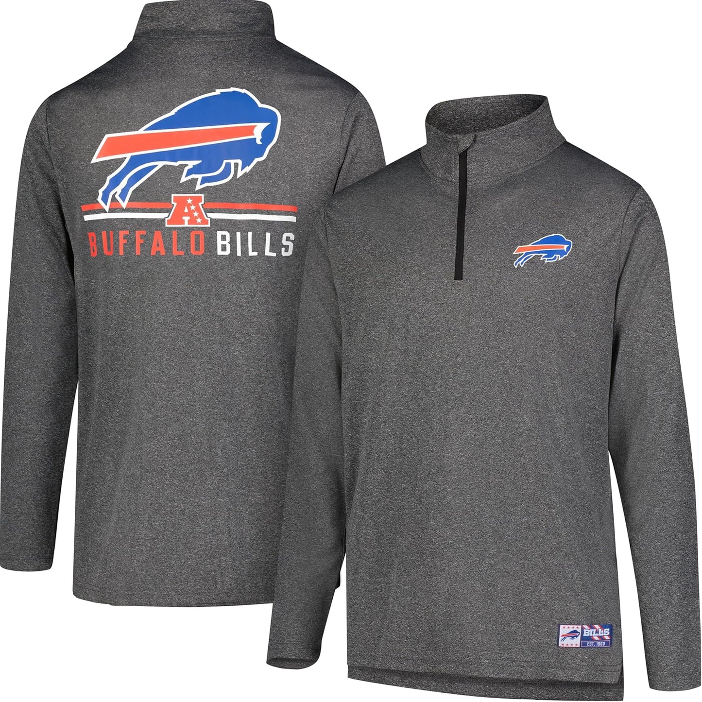 Ultra Game Men's NFL Official Super Soft Quarter Zip T-Shirt