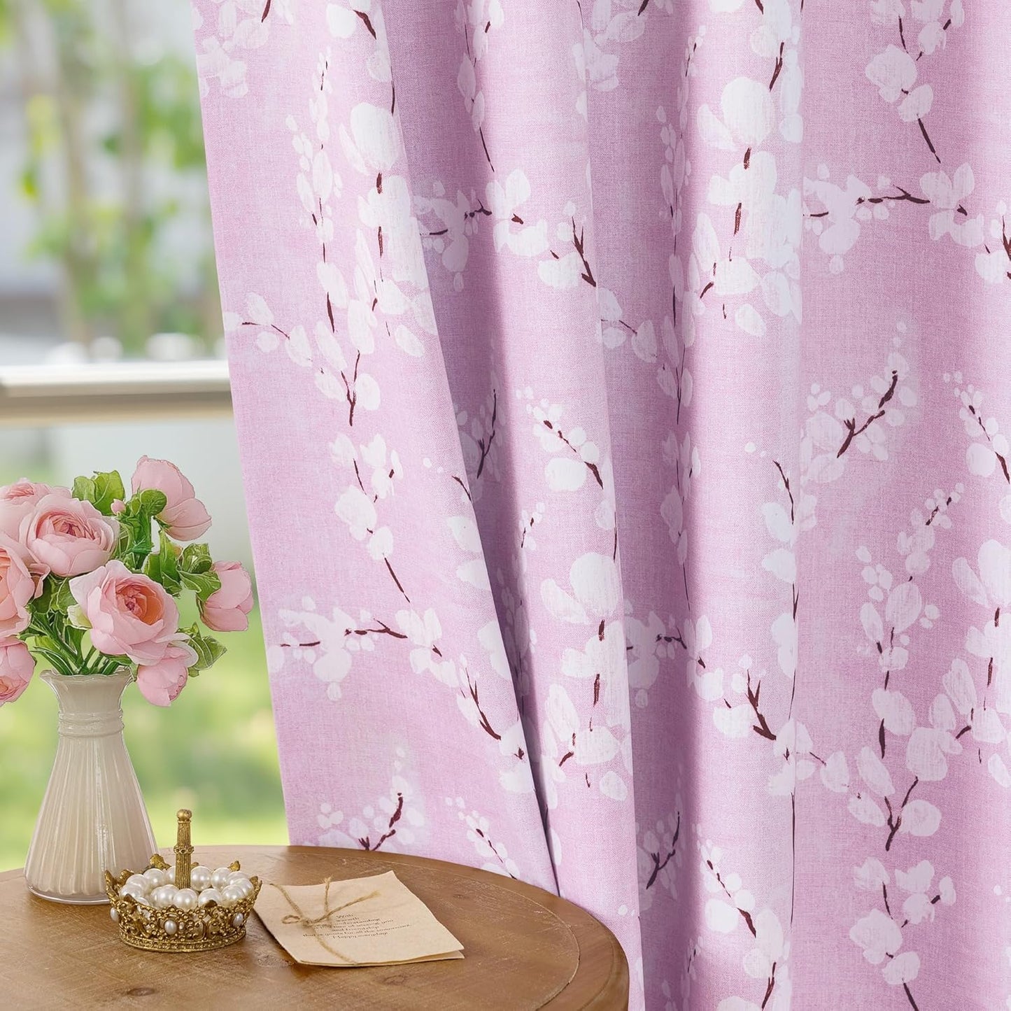 FMFUNCTEX Blackout Floral Curtains for Bedroom and Living Room