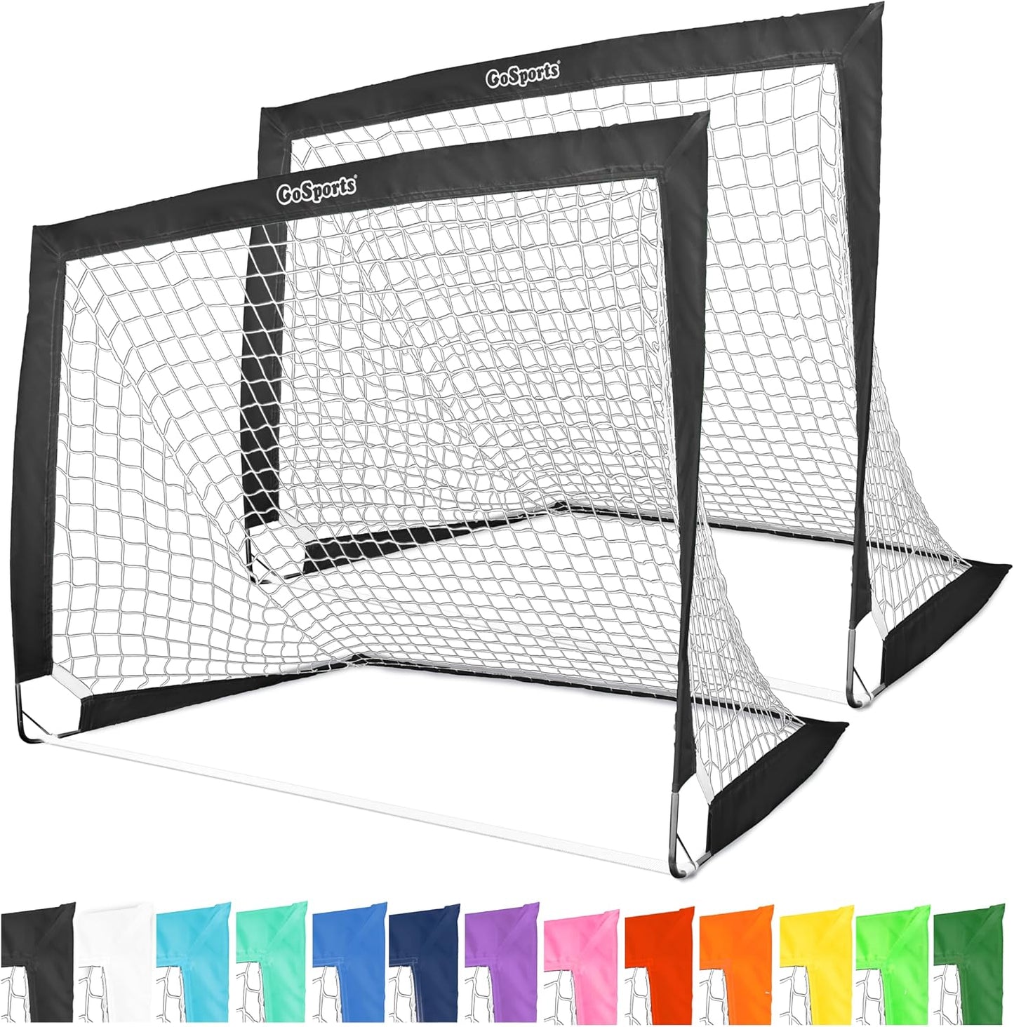 GoSports Portable Soccer Goals for Kids - Set of 2 Team Tone Nets
