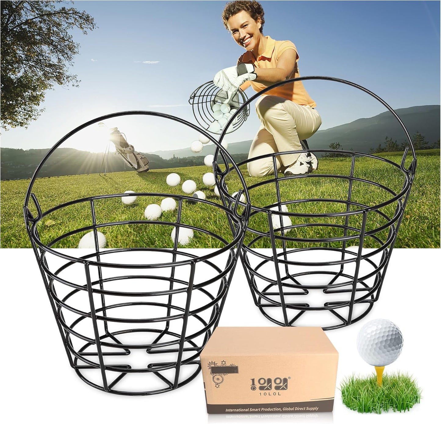 Portable Anti-Rust Golf Ball Baskets - Perfect for Practice & Competition (2 Pack)