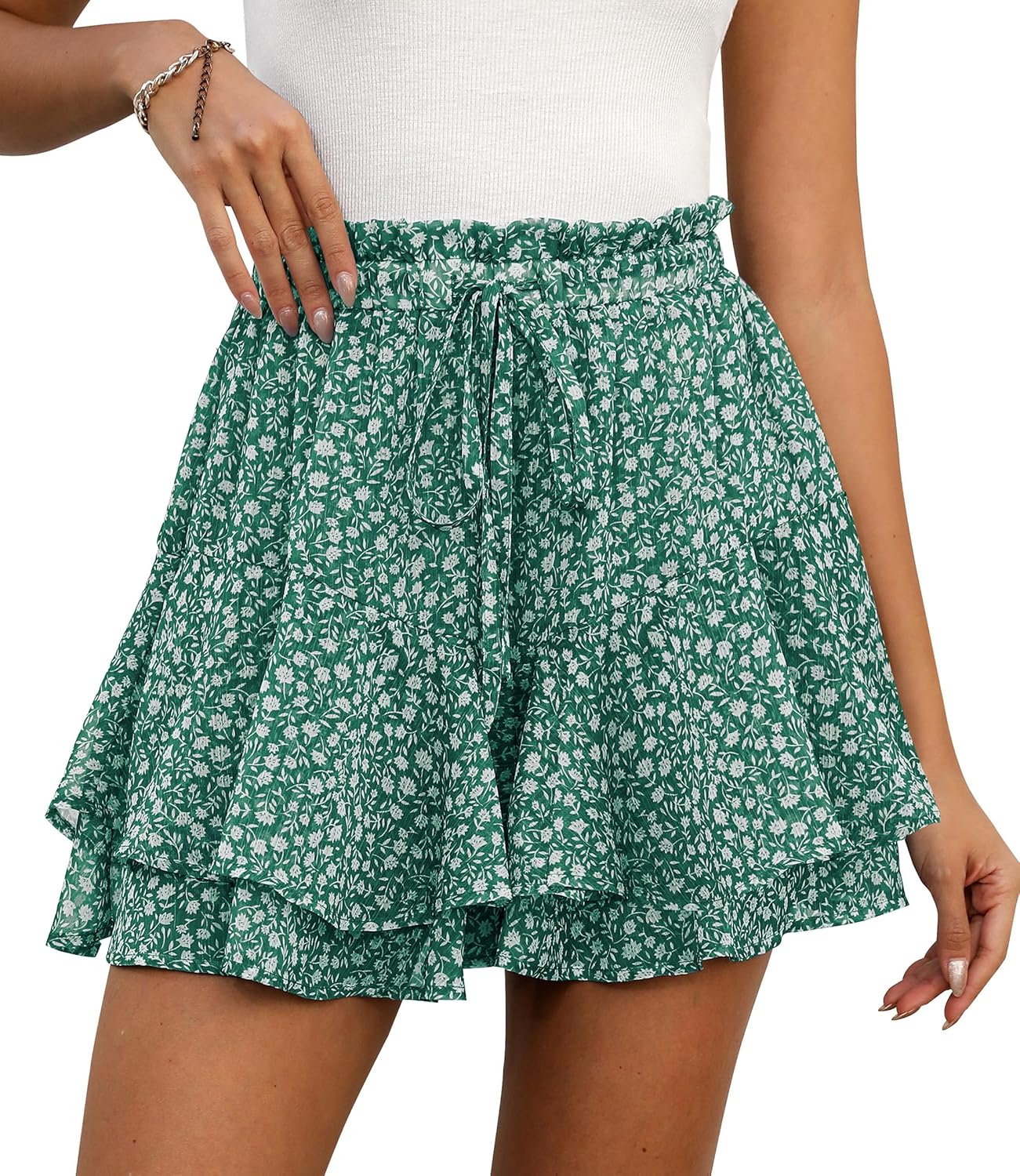 Chiffon Skorts for Women Summer Casual Ruffle Mini Skirts