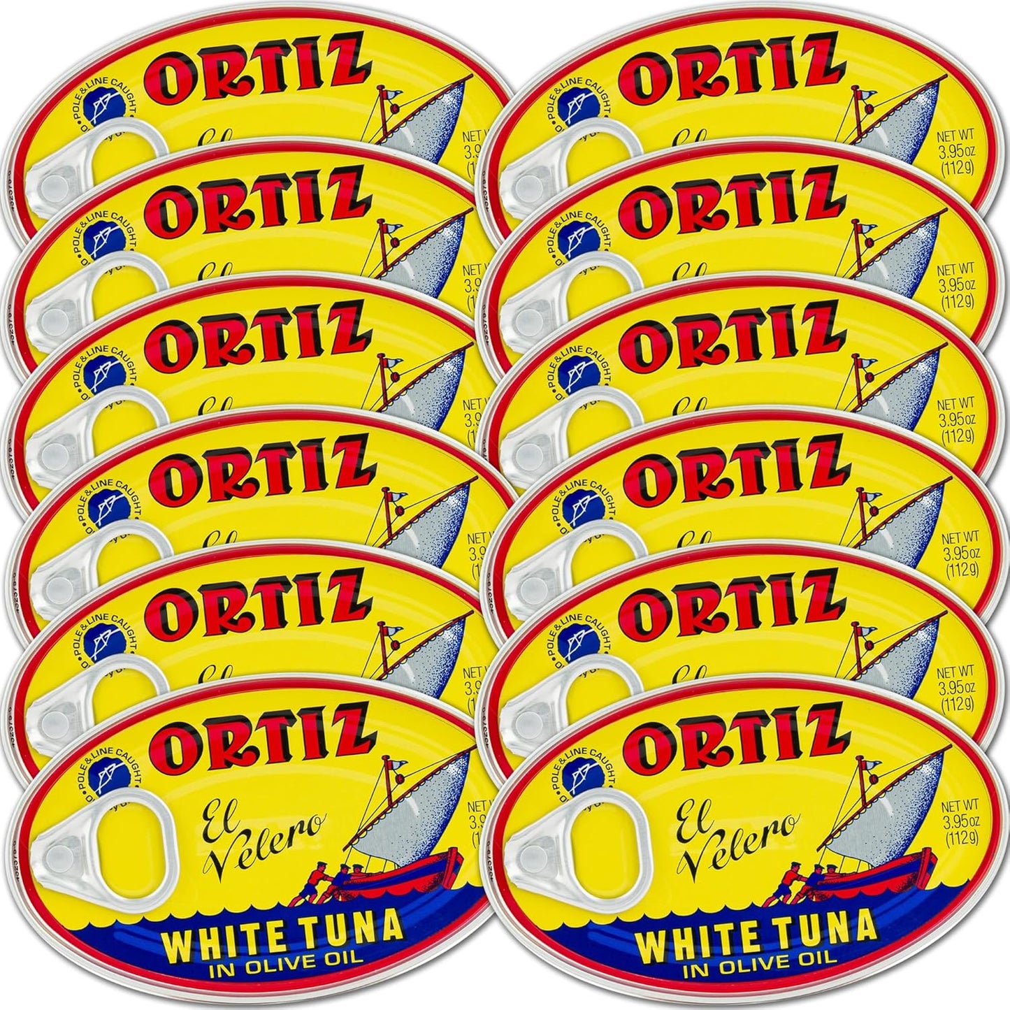 Ortiz White Tuna in Olive Oil - Fresh Tender Slices, 12 Pack