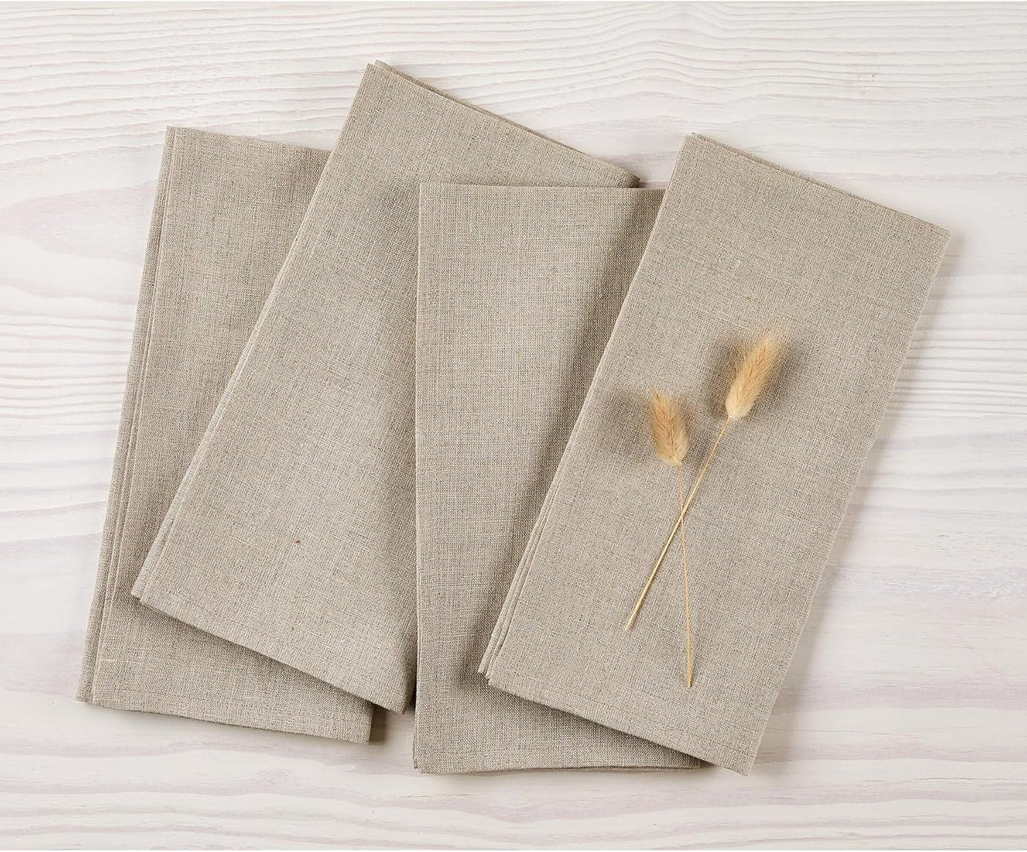 Natural Linen Napkins Set of 4 - 100% Pure Linen Cloth