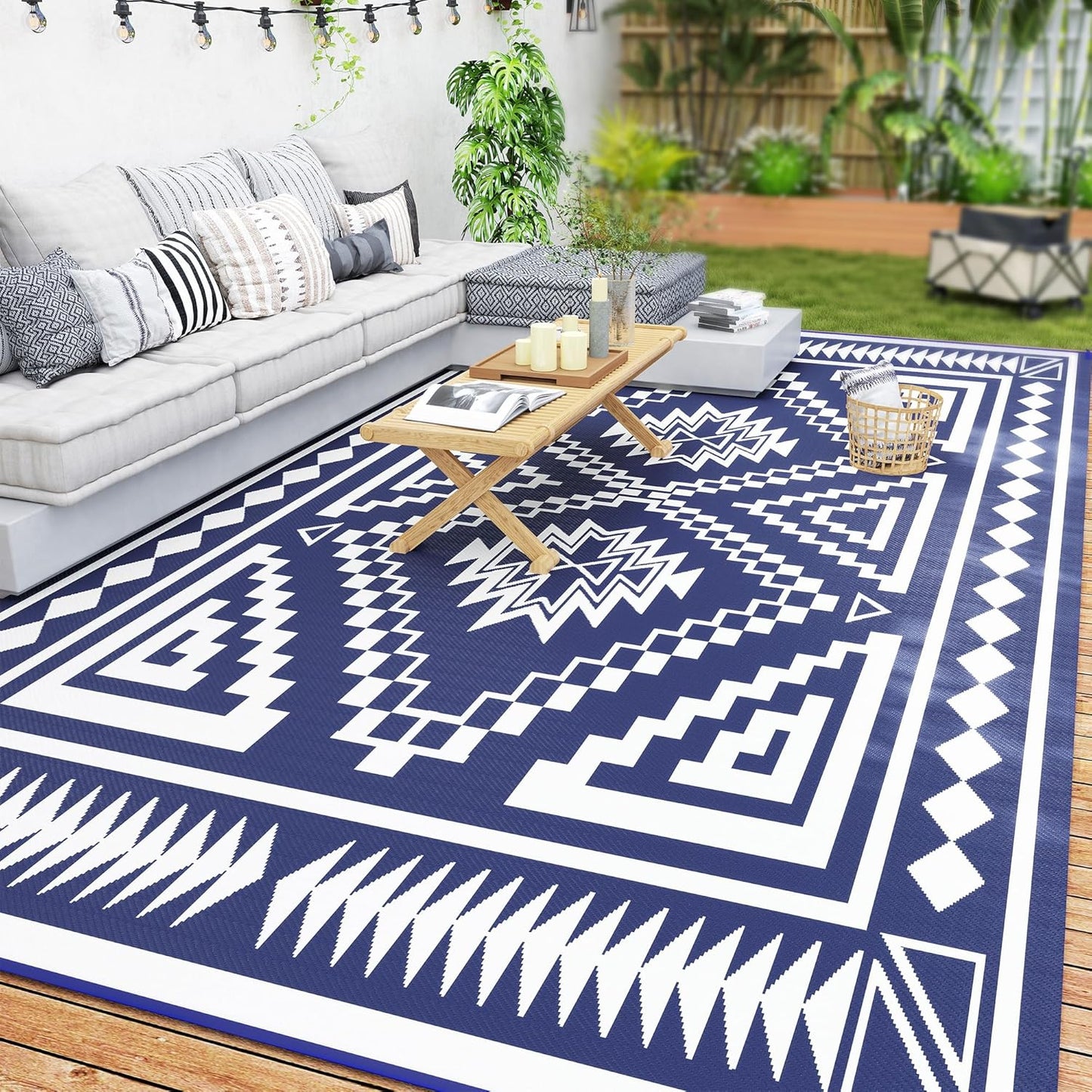 Outsunny Outdoor Rug for Patio, 9ft x 18ft Waterproof Mat