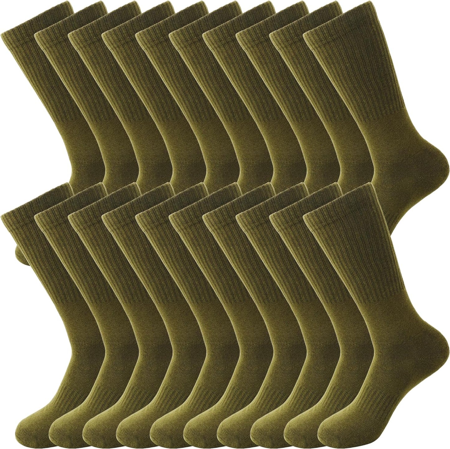 10 Pairs Warm Military Green Crew Socks for Heroes by Skyebed