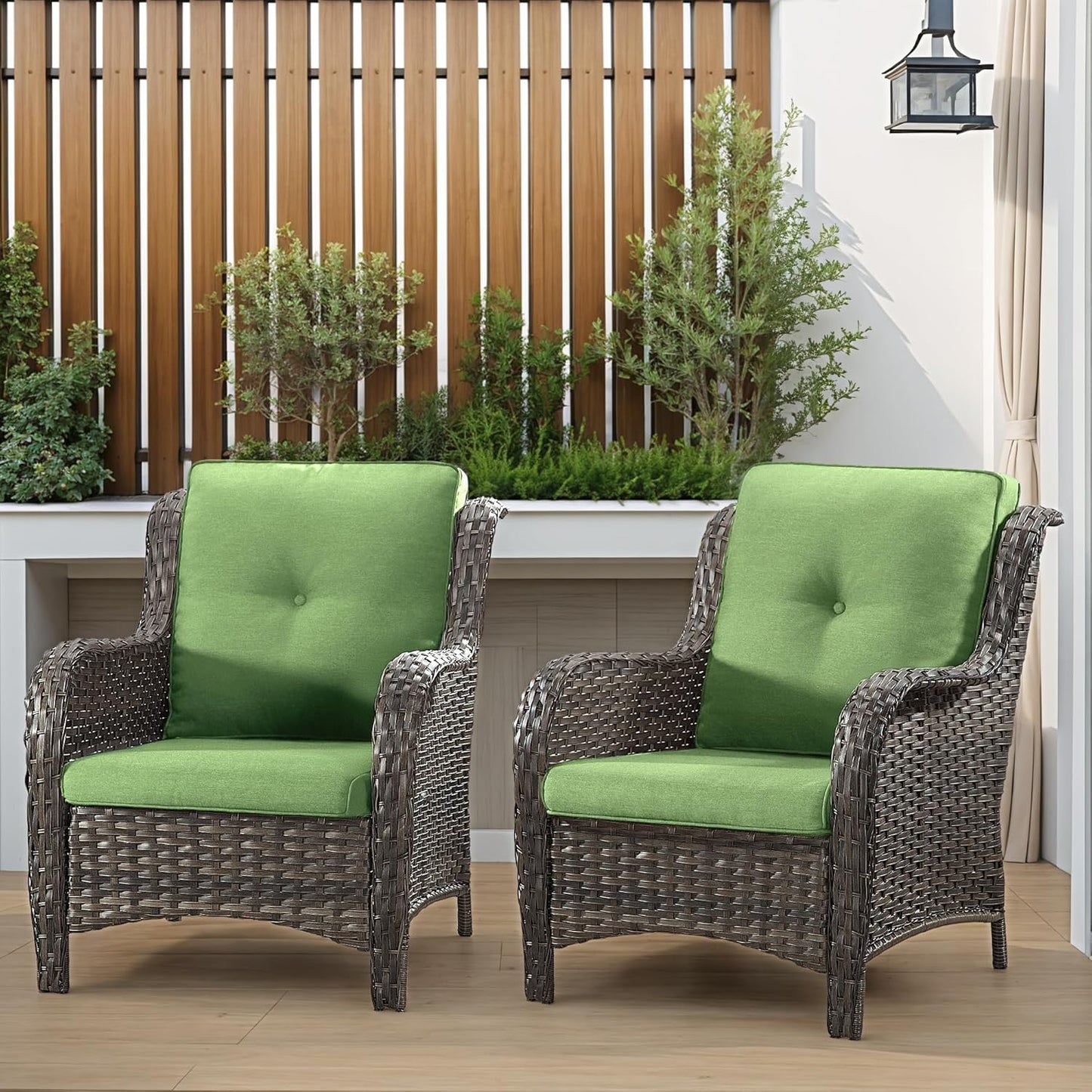 Patio Wicker Chairs Set of 2 with Cushions for Outdoor Comfort