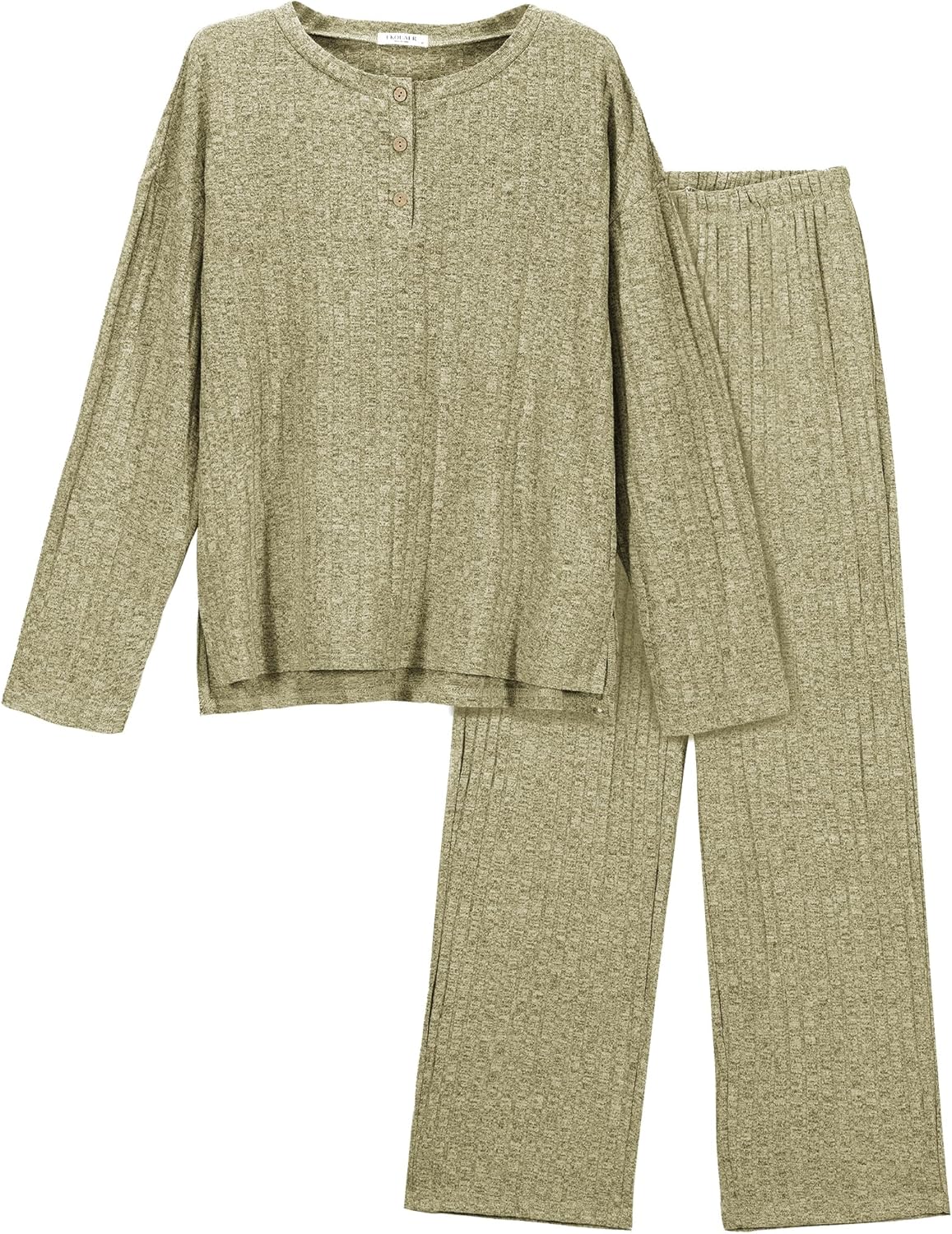 Ekouaer Womens Ribbed Knit Lounge Set for Cozy Sleepwear