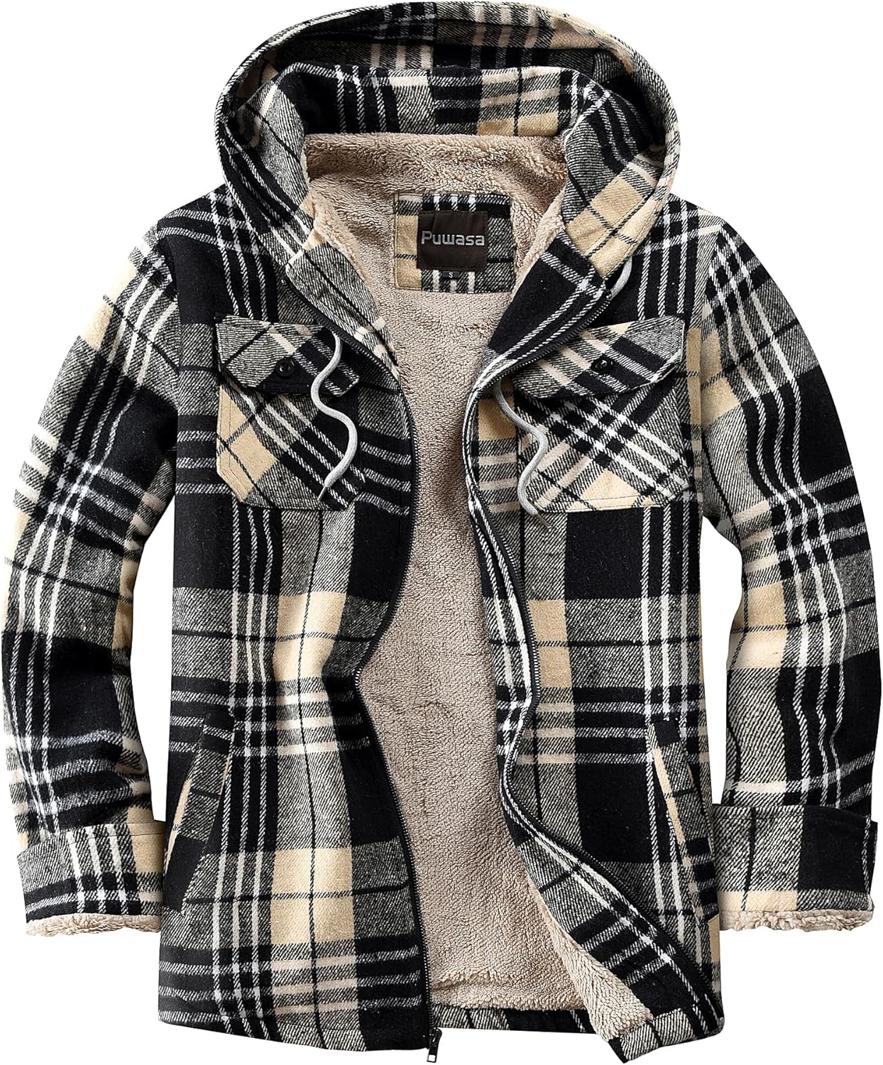 Men's Full Zip Sherpa Lined Flannel Jacket for Cold Weather