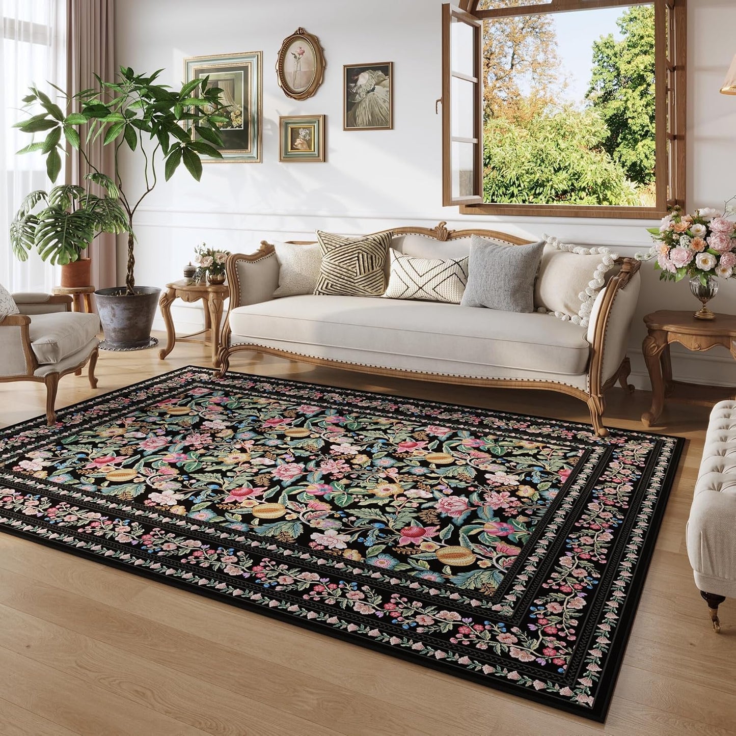 Vintage Floral Area Rug 4x6 Washable Non Slip for Home Use
