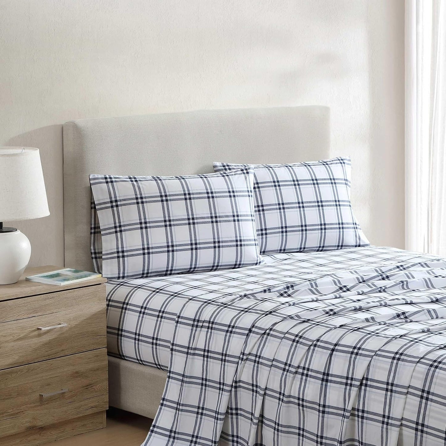 Nautica Full Bed Sheets Set, Lightweight Cotton Percale Bedding