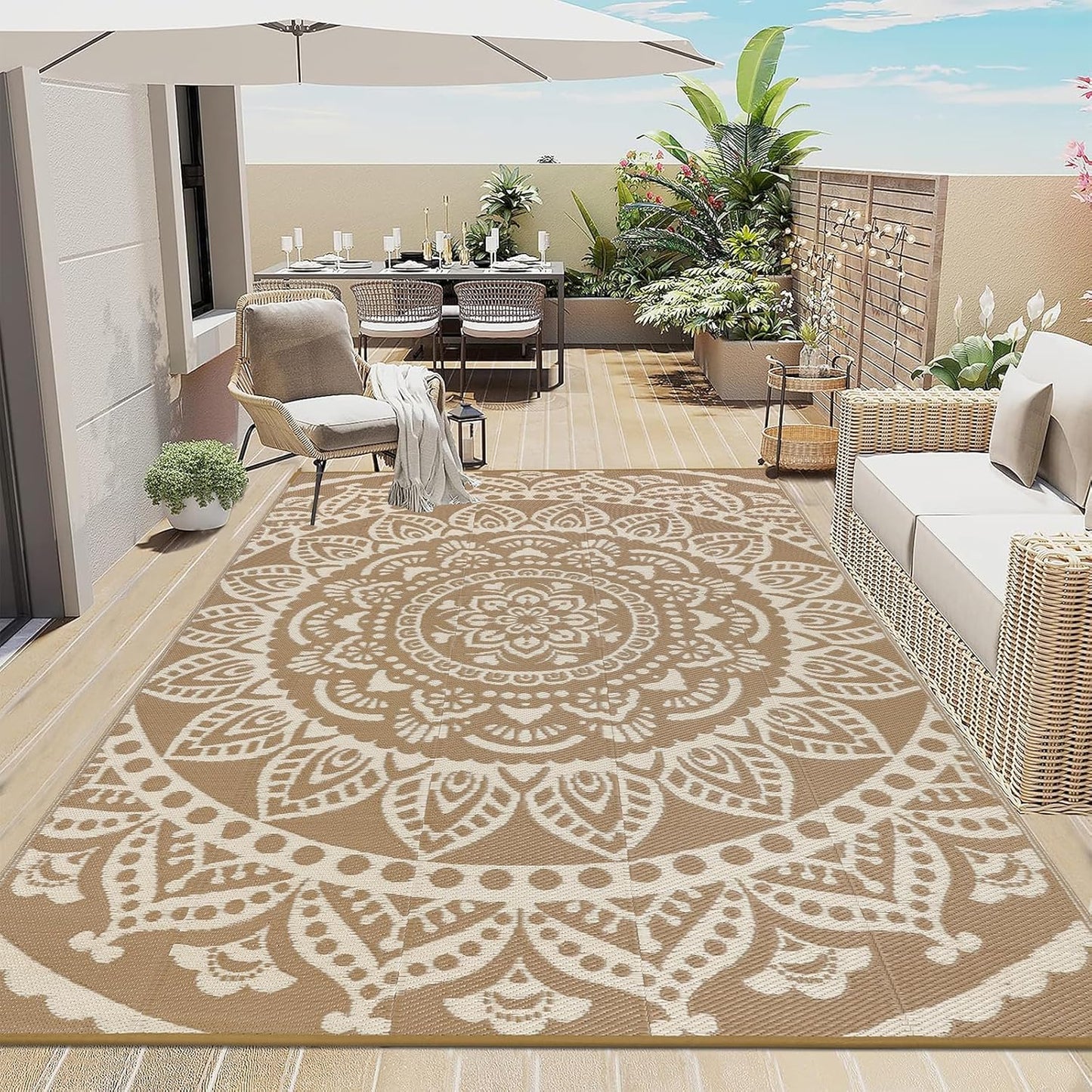 Bsmathom Waterproof Outdoor Rug 6ftx9ft for Versatile Use