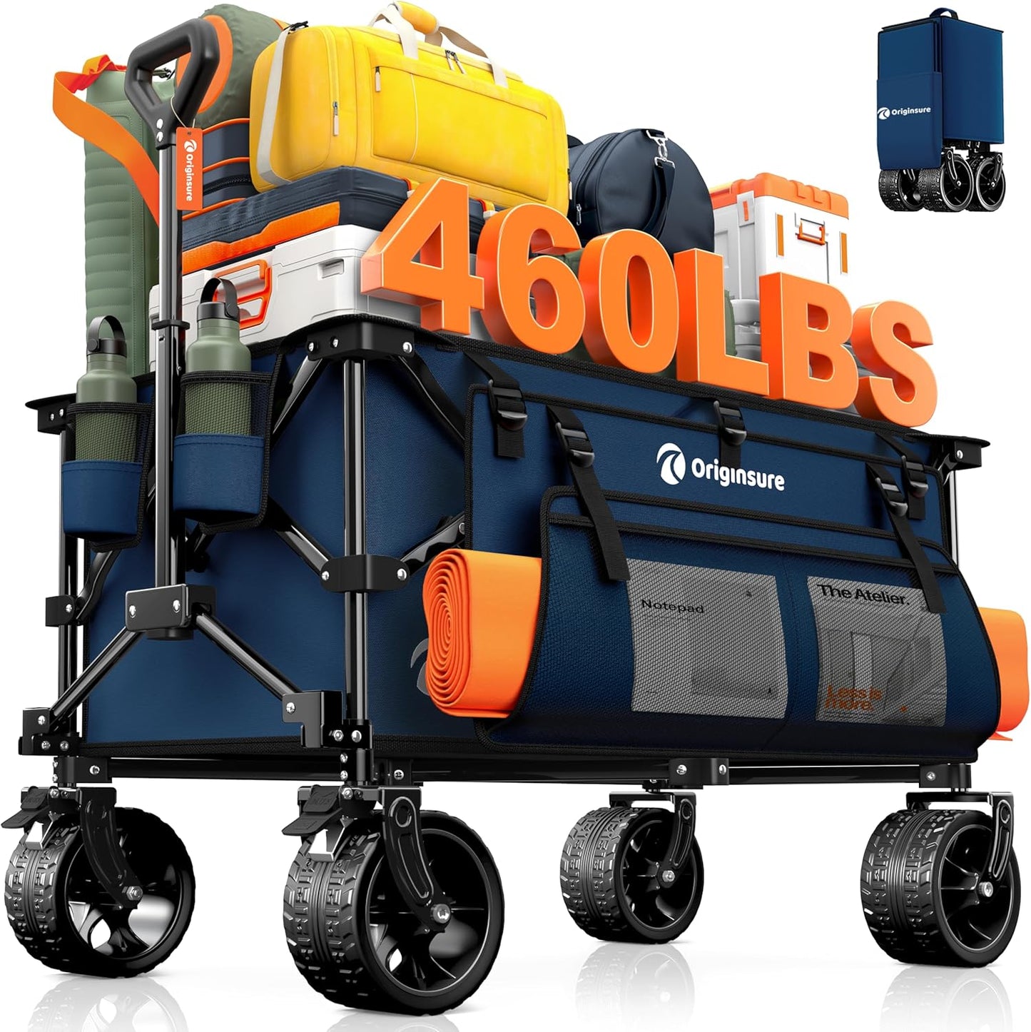 220L Collapsible Wagon Cart with Heavy Duty All-Terrain Wheels