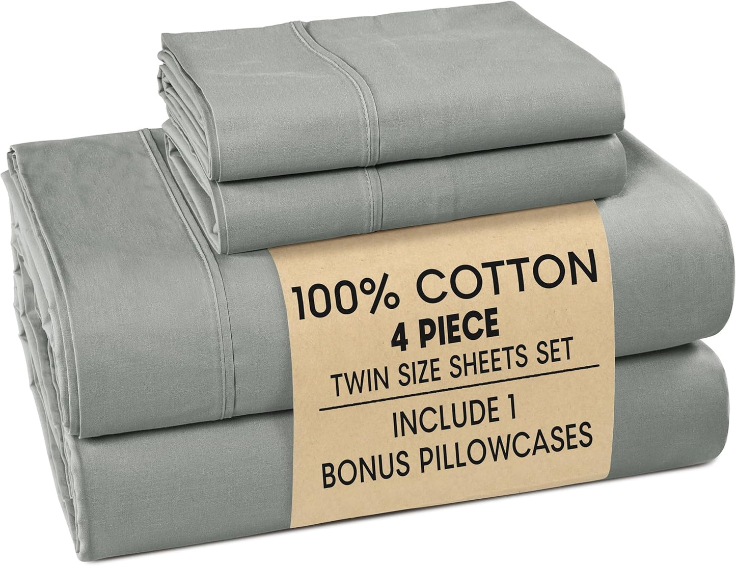 Casa Platino 100% Cotton Twin Size Sheets Set - Soft & Durable