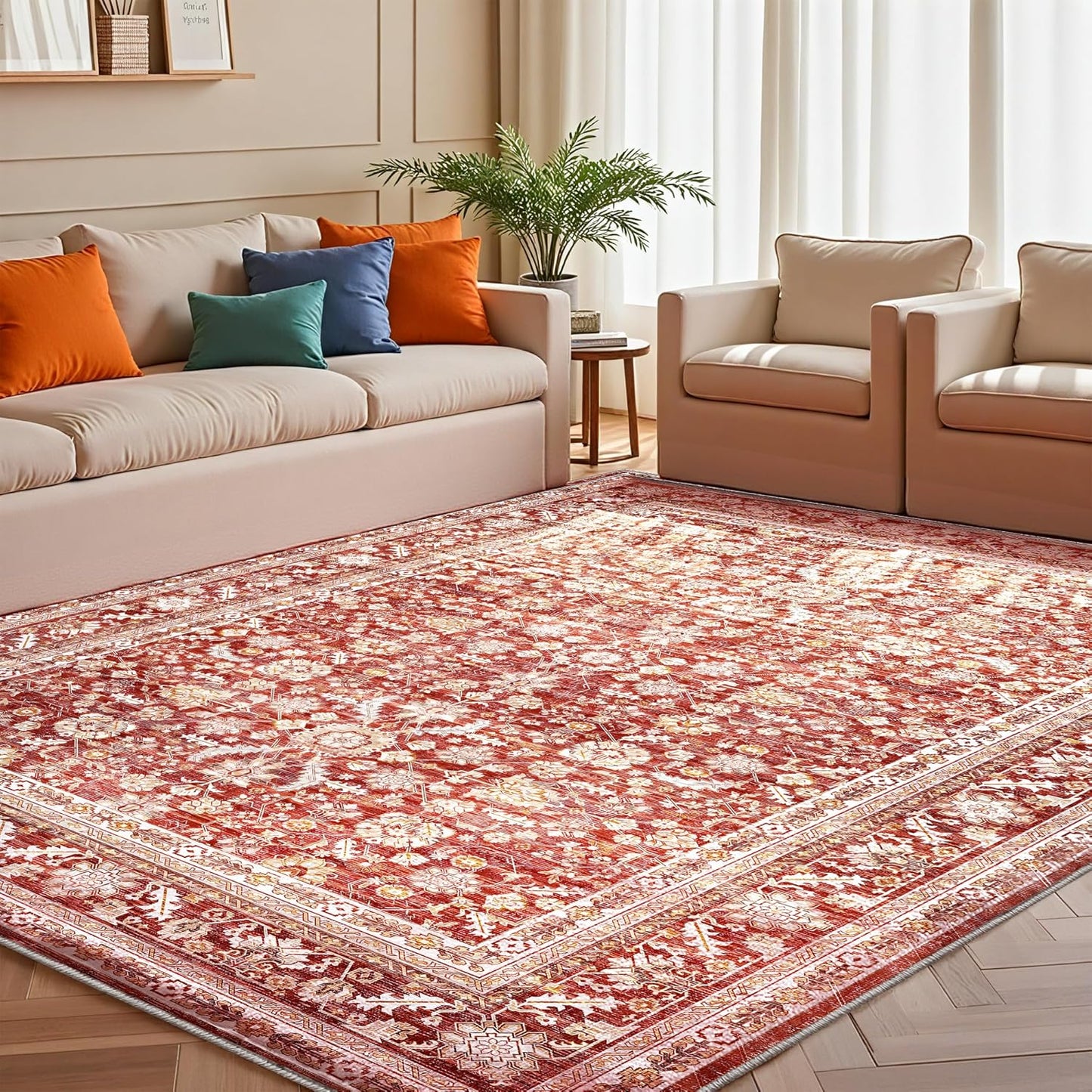 OPPODREAM Vintage Red Area Rugs 9x12 for Living Spaces