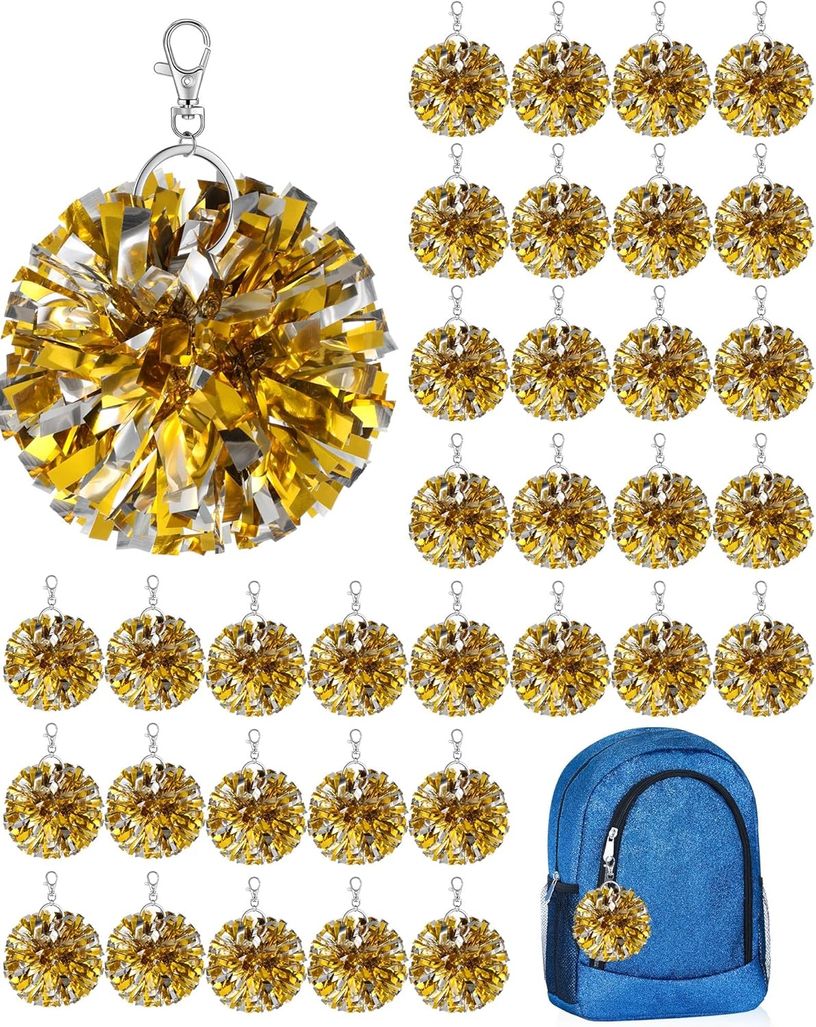 Cheer Pom Pom Keychain for Cheerleader Gifts and Accessories