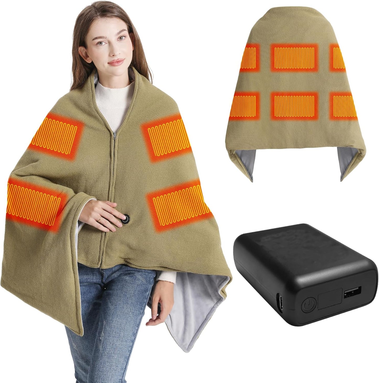 Heated Blanket with 20000mAh Power Bank for Cozy Comfort
