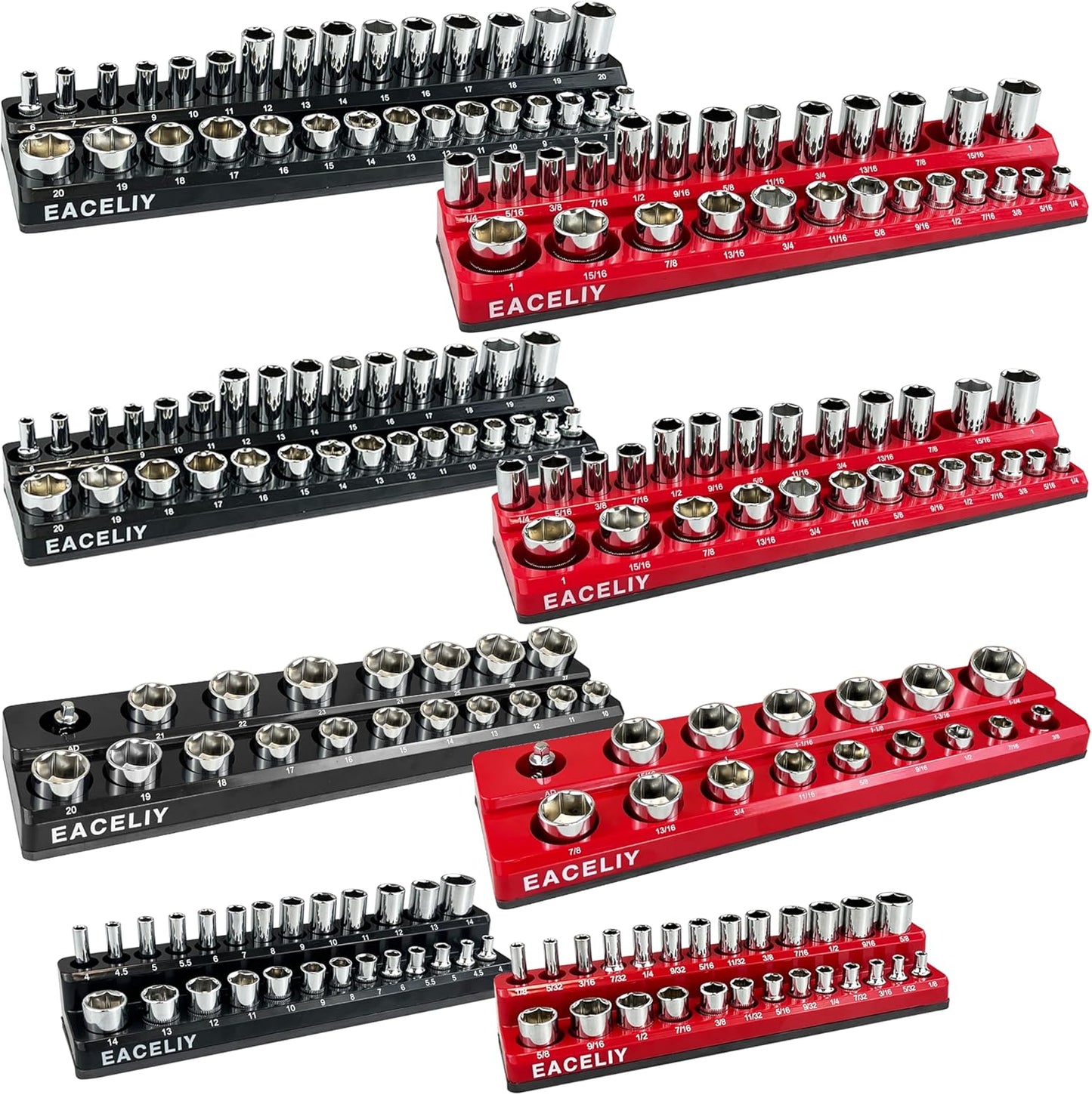 8Pcs Magnetic Socket Organizer Set for Efficient Tool Storage