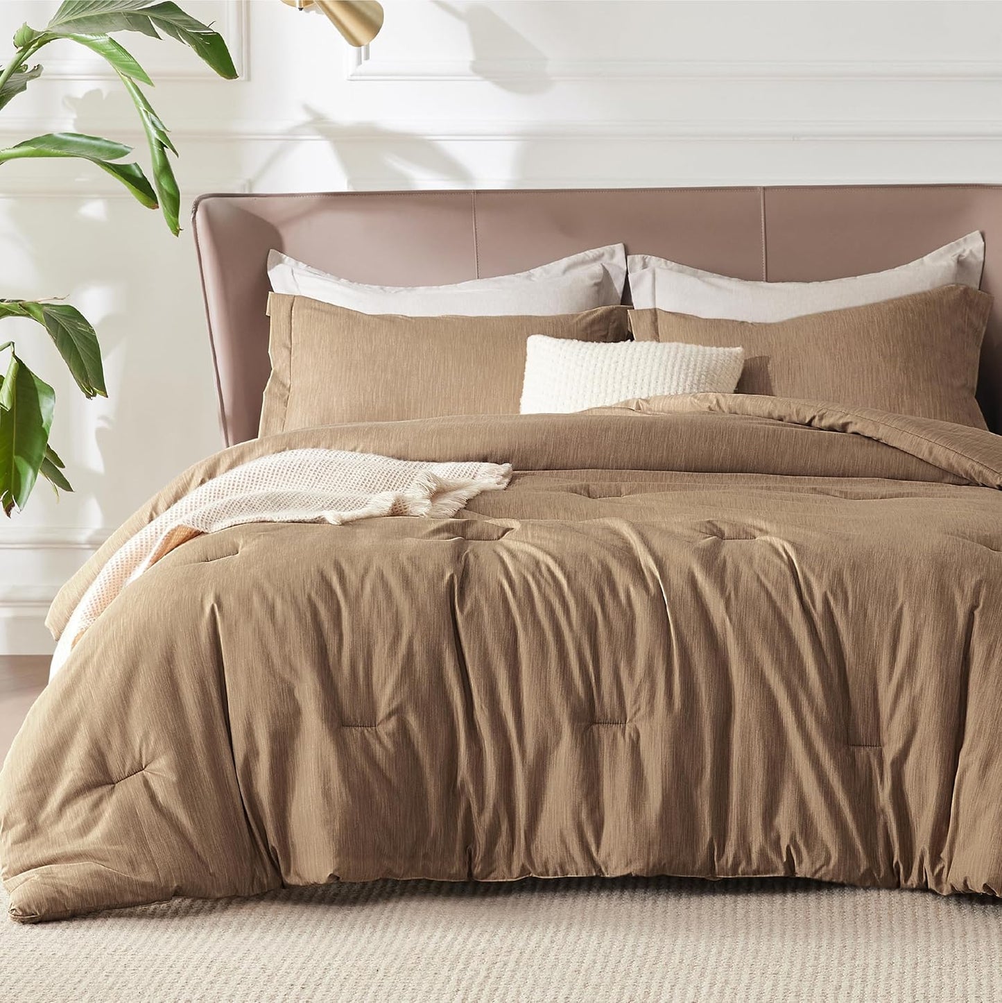 Twin/Twin XL Comforter Set - Soft Brown Bedding for Year-Round Use