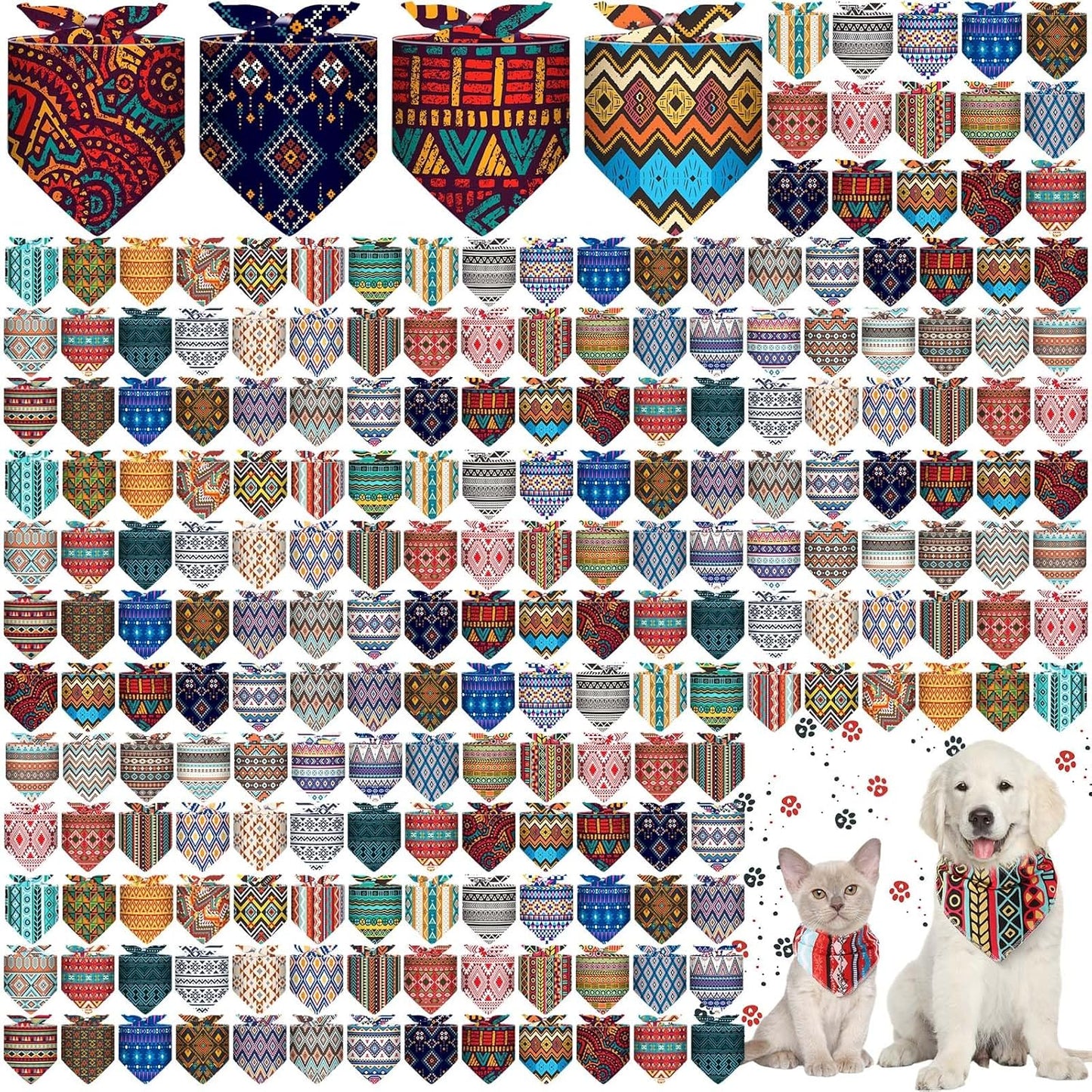 120 Pcs Halloween Dog Bandanas for Pets - Adjustable Kerchiefs