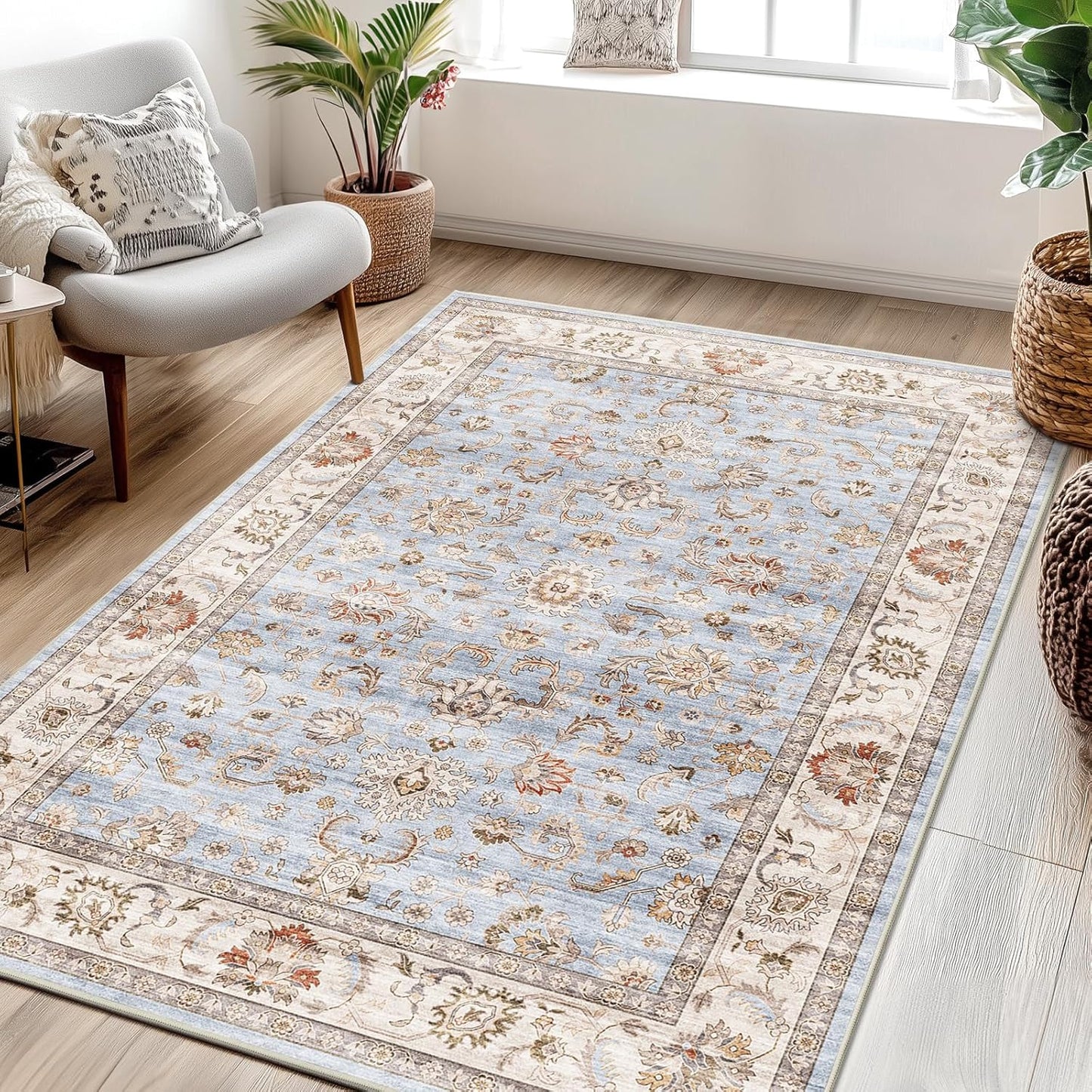 WITSHOCK 5x7 Area Rugs for Living Room - Vintage Non Slip Carpet