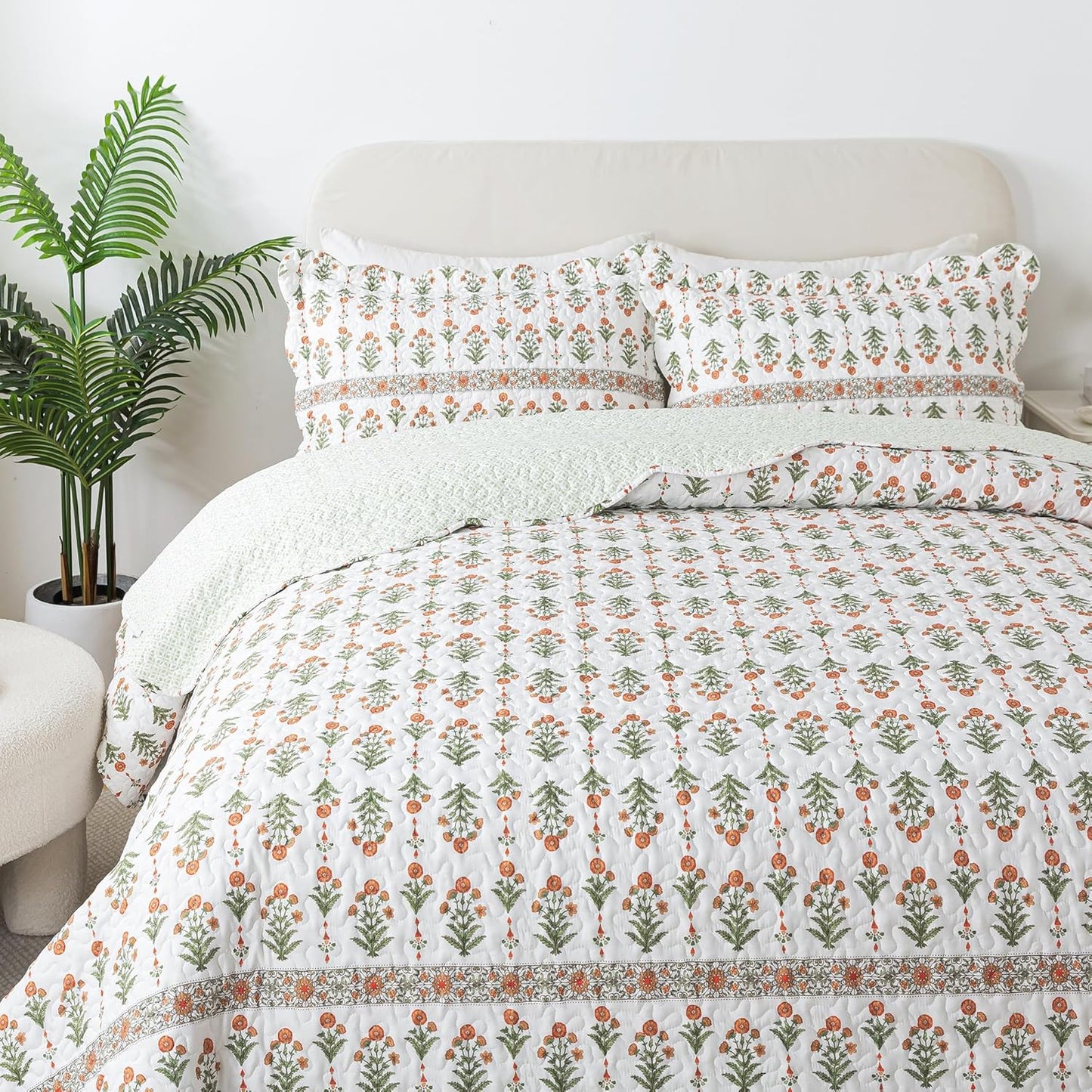 HoneiLife Queen Quilt Bedding Set - Lightweight Floral Coverlet