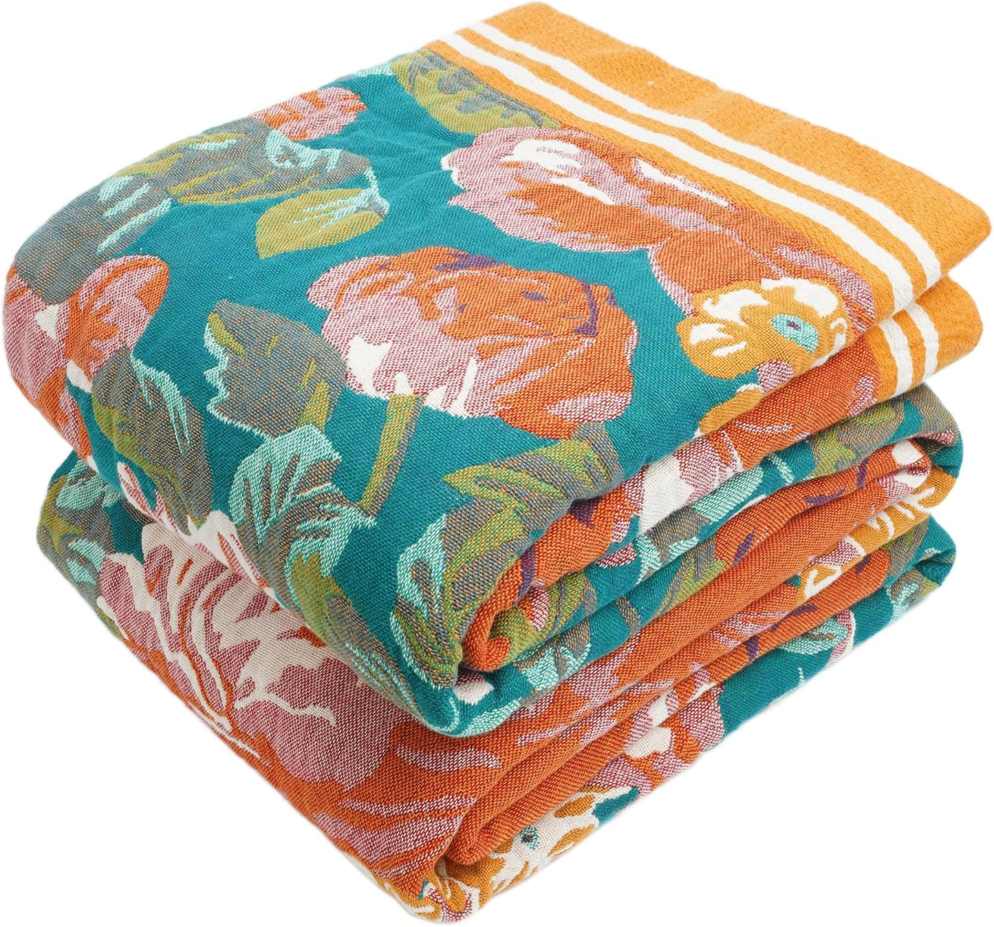 Boho Throw Blanket - 100% Organic Cotton Luxury Quilt for All Seasons