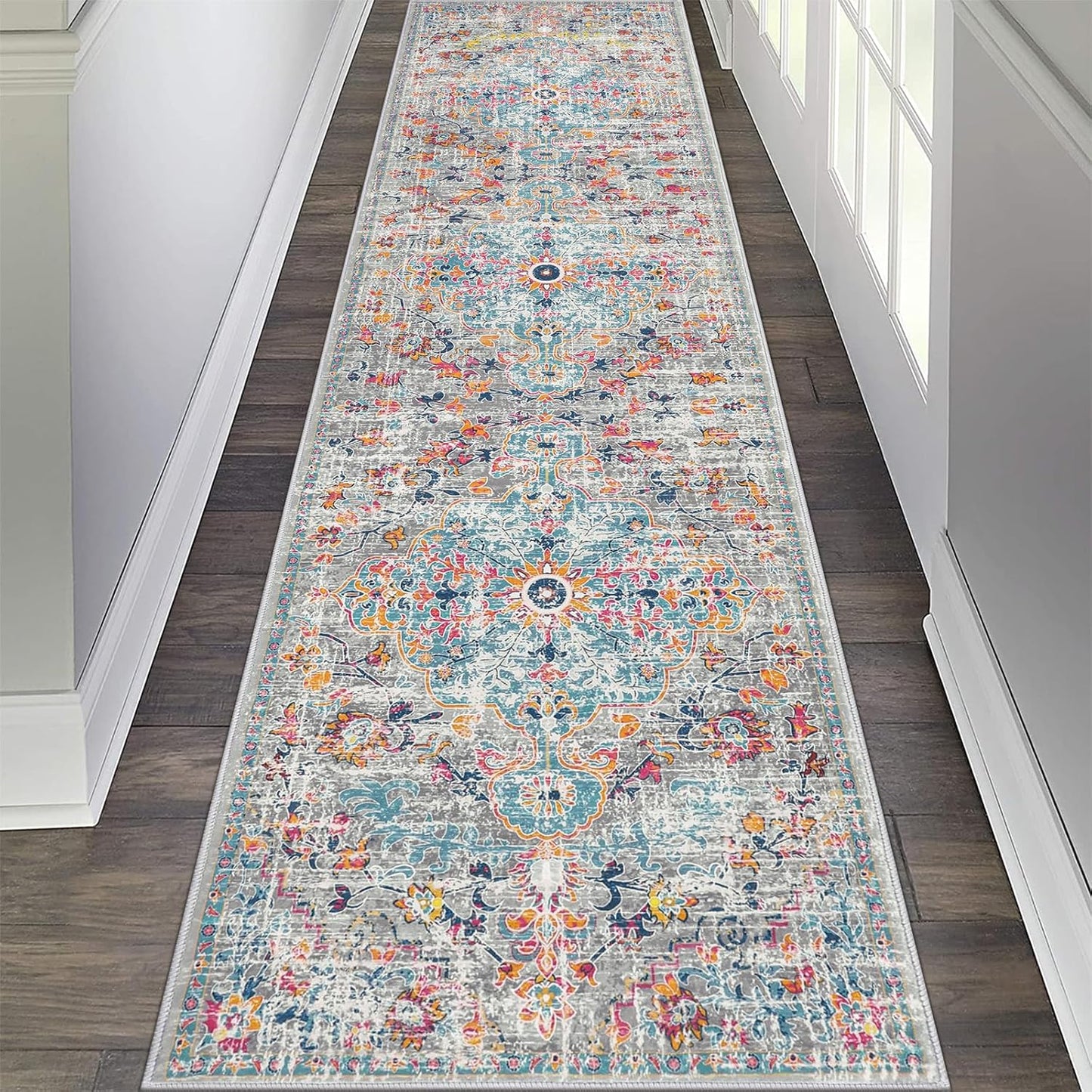 Pauwer Boho Hallway Runner Rug 2x8 Washable Non Slip Carpet