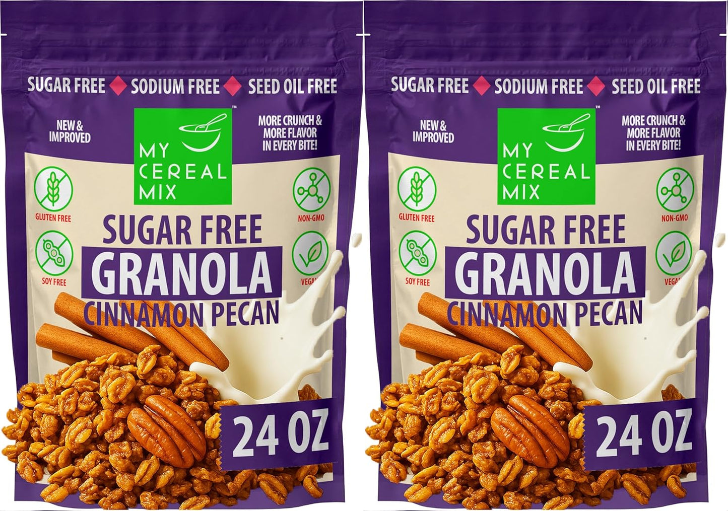 MyCerealMix Sugar Free Granola Cinnamon Pecan 2-Pack for Keto