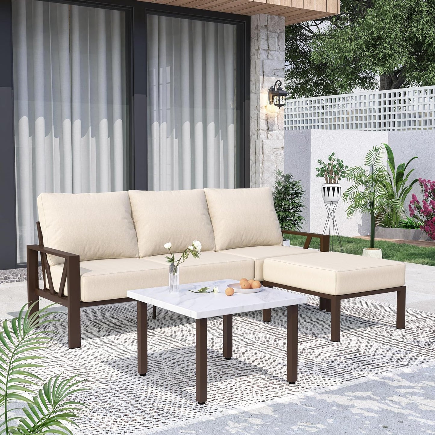 Outdoor Furniture Set with Ottoman for Stylish Patios and Porches