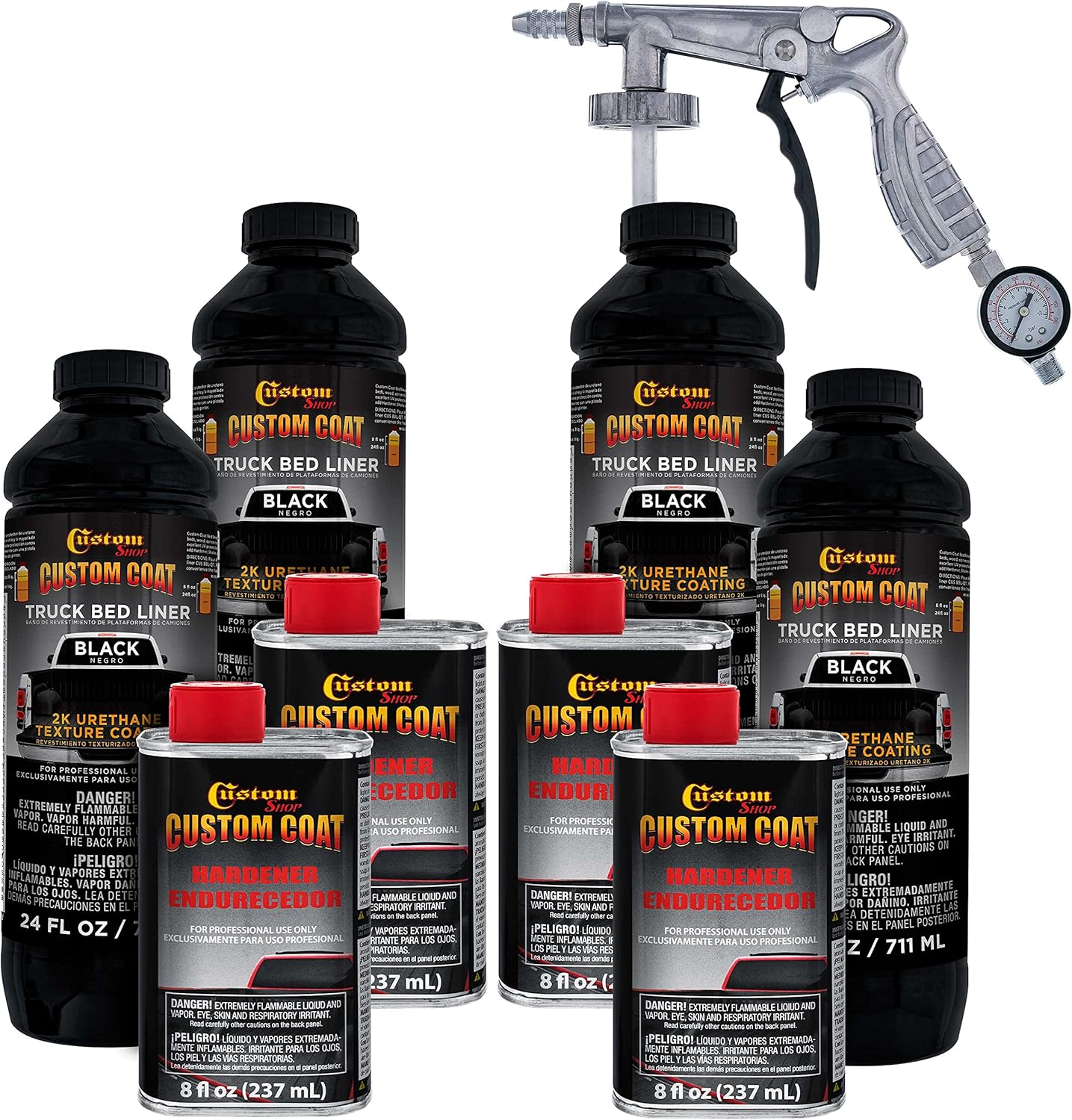 Custom Coat Black 1 Gallon Urethane Spray-On Truck Bed Liner Kit