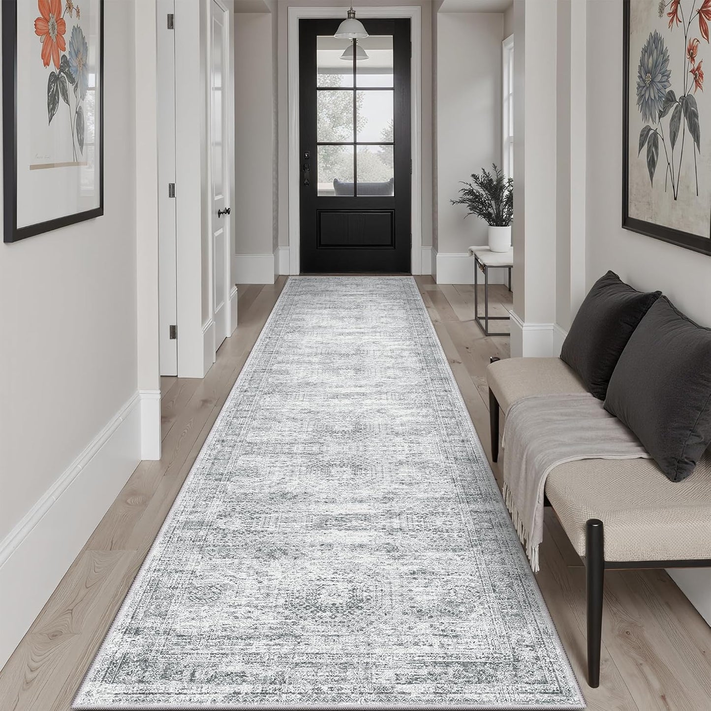 Runner Rug 2ft 6in x 10ft Washable Non-Slip for Kitchen and More