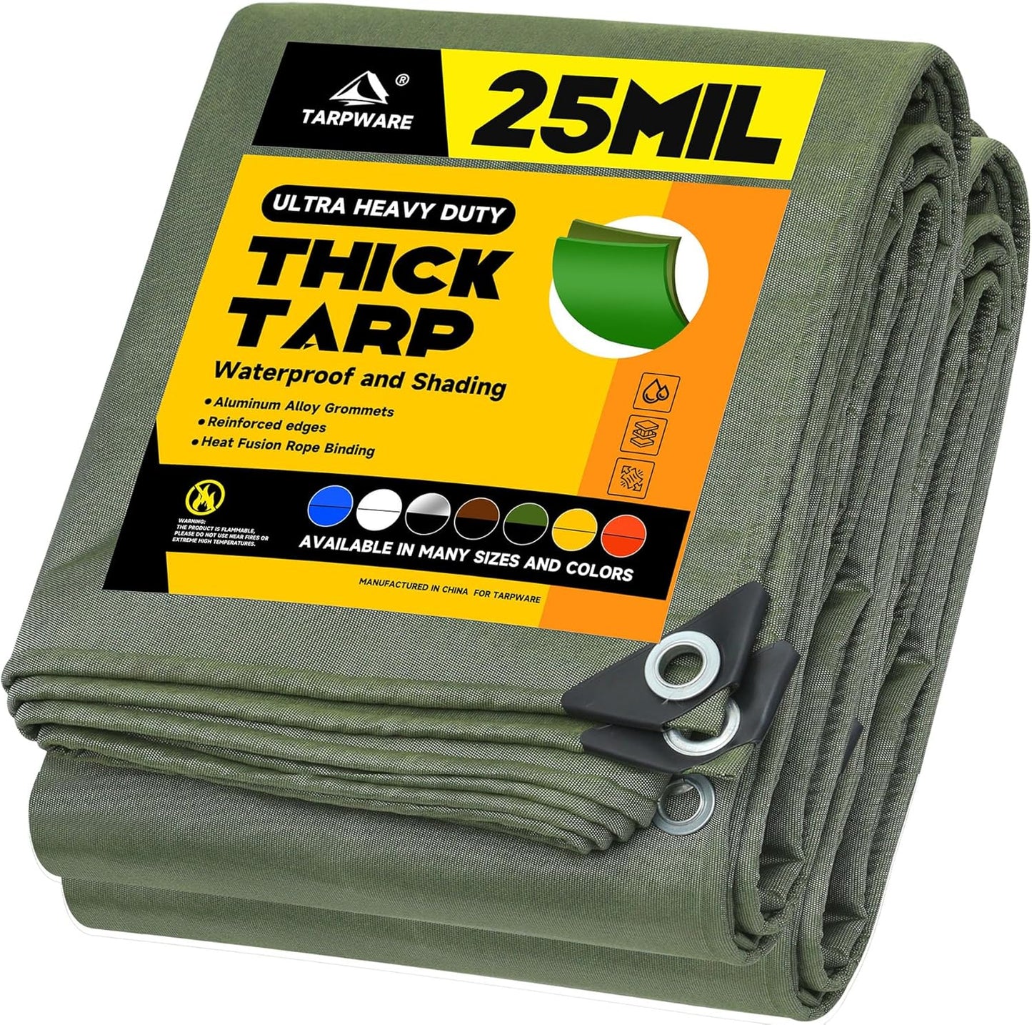 10ftx12ft Ultra-Heavy Duty Waterproof Canvas Tarps for All Needs