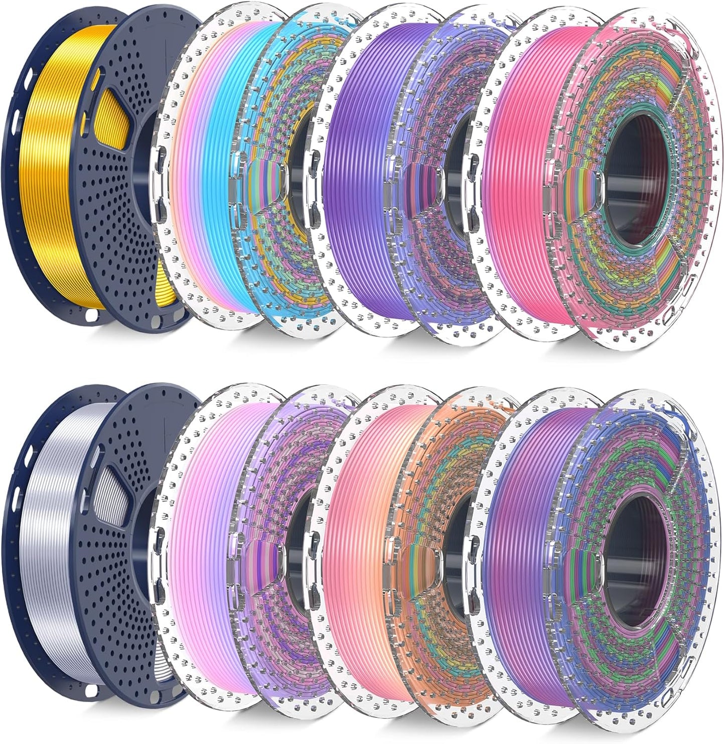 SUNLU 3D Printer Filament Bundle - Silk Rainbow Colors