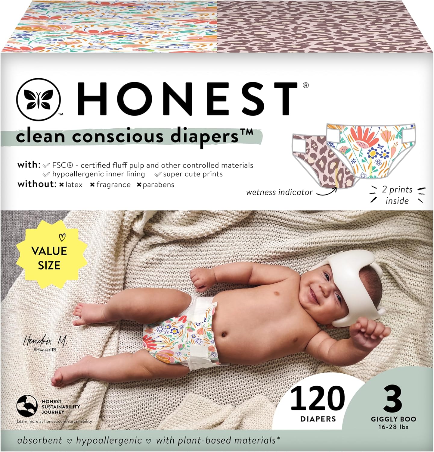 Plant-Based Diapers | Wild Thang + Flower Power | Size 3, 120 Count