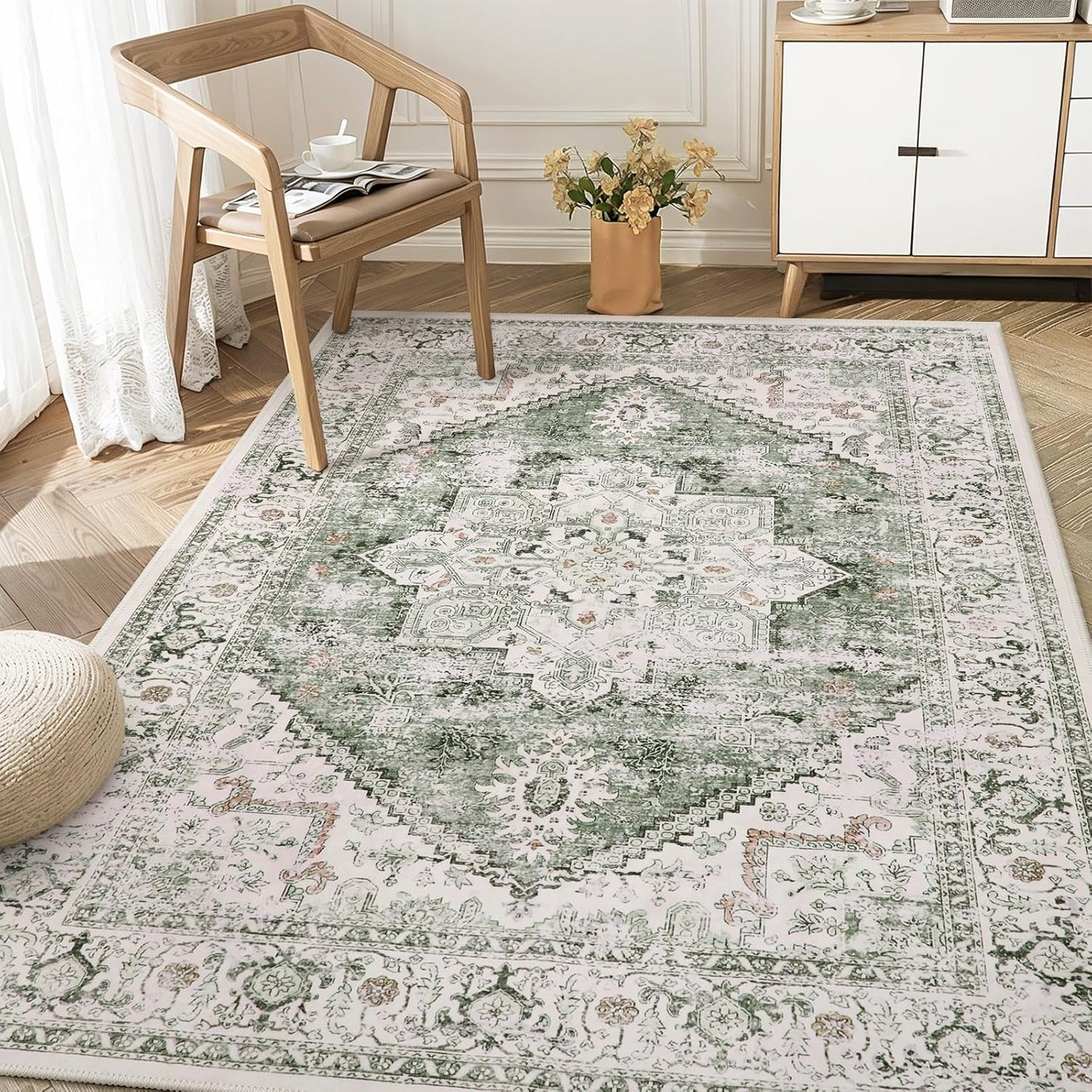 LIVEBOX Washable Area Rug 4x6 Vintage Tribal Bedroom Rug