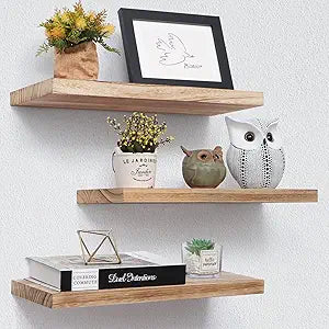 Rustic Floating Shelves Set of 3, 17 Inch Wall Storage Solution