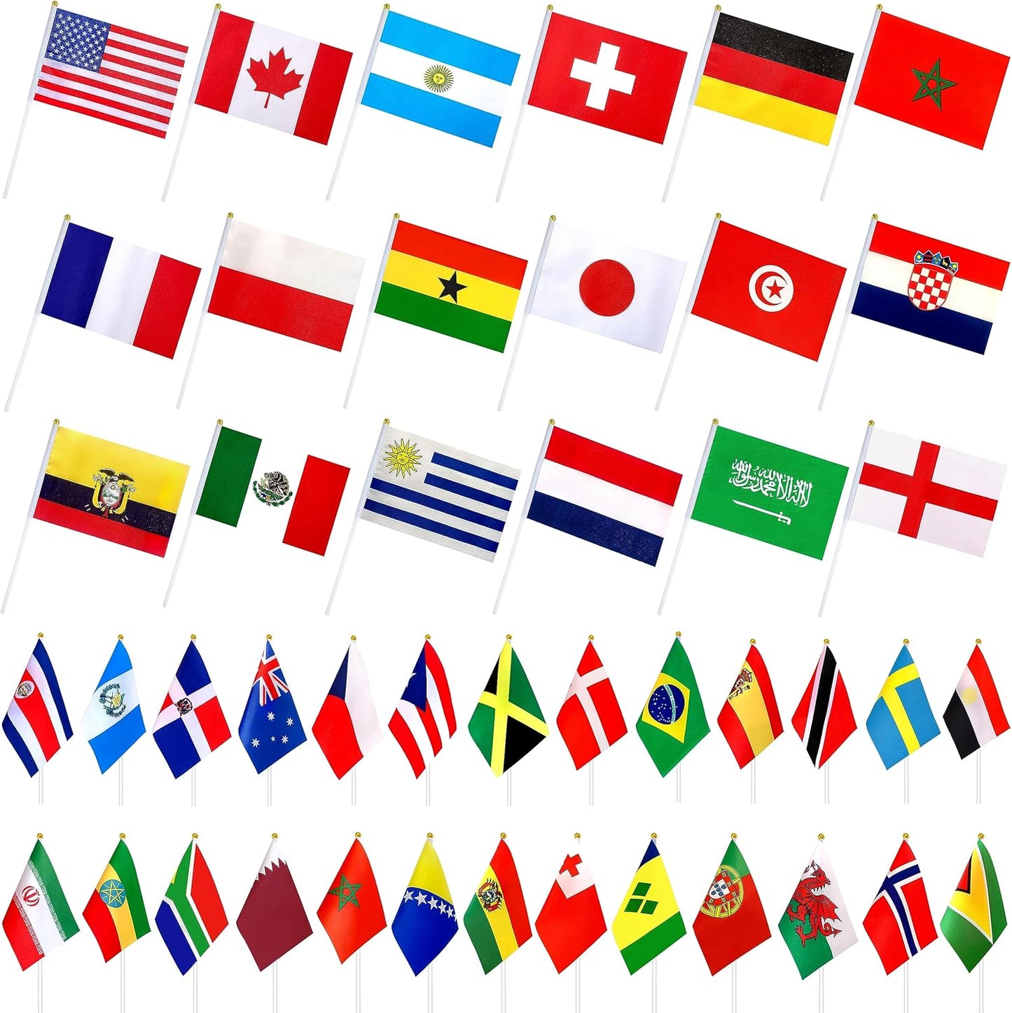 226 Different Countries International Stick Flags for Events