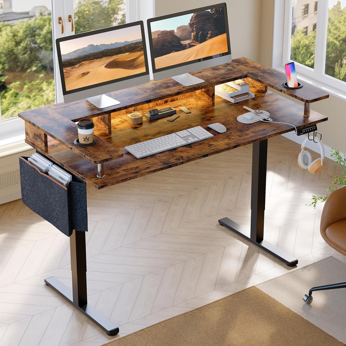 Adjustable LED Standing Desk for Ergonomic Home Office