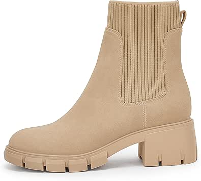 Ruanyu Womens Platform Ankle Boots with Chunky Block Heels