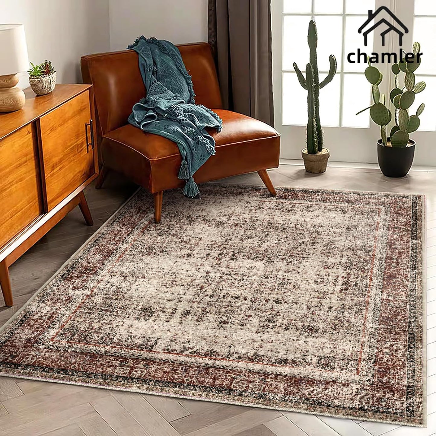 5x7 Washable Area Rug Vintage Traditional Floor Covering