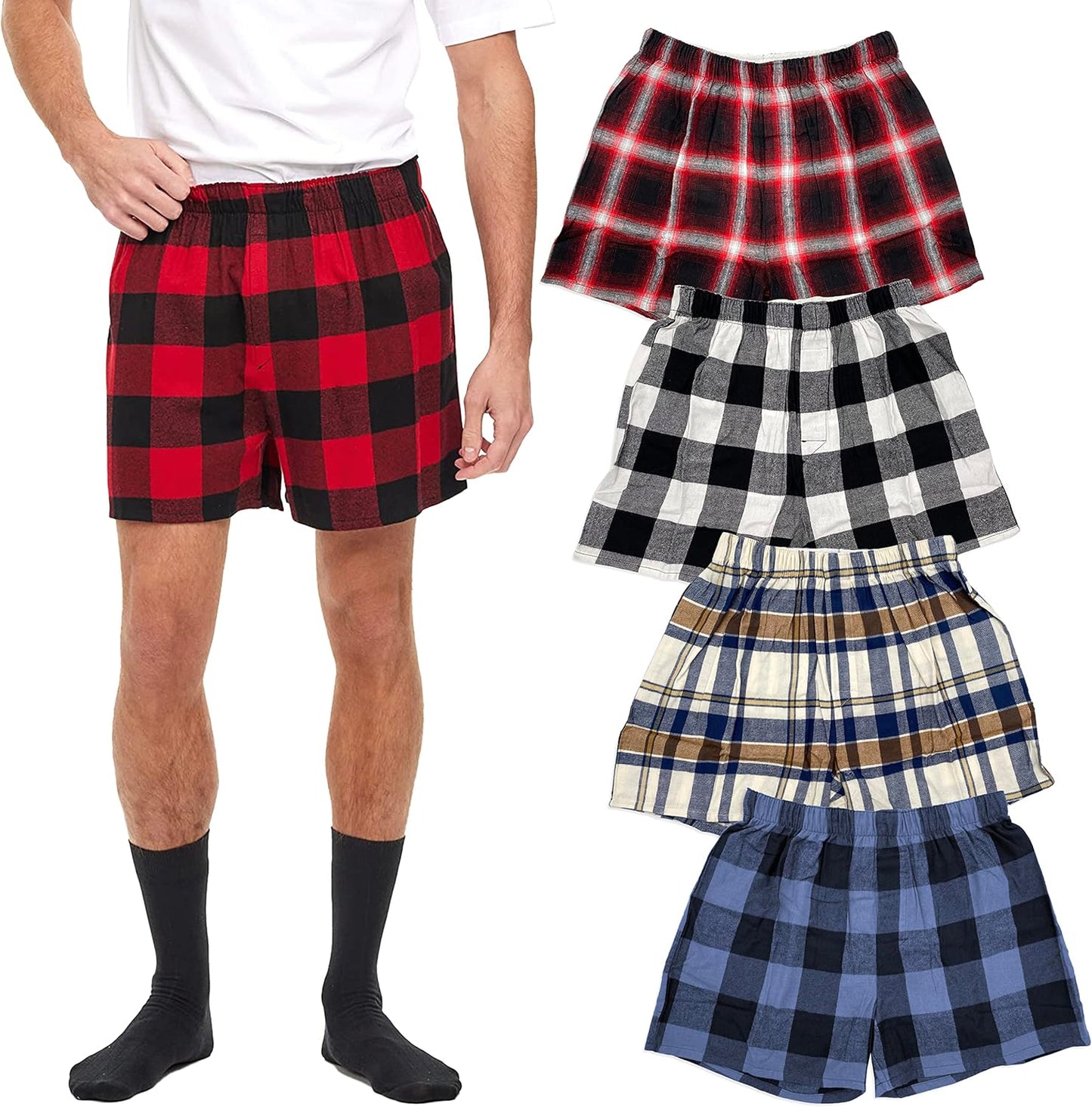 Andrew Scott Men's Cotton Flannel Boxer Shorts 4 Pack Review