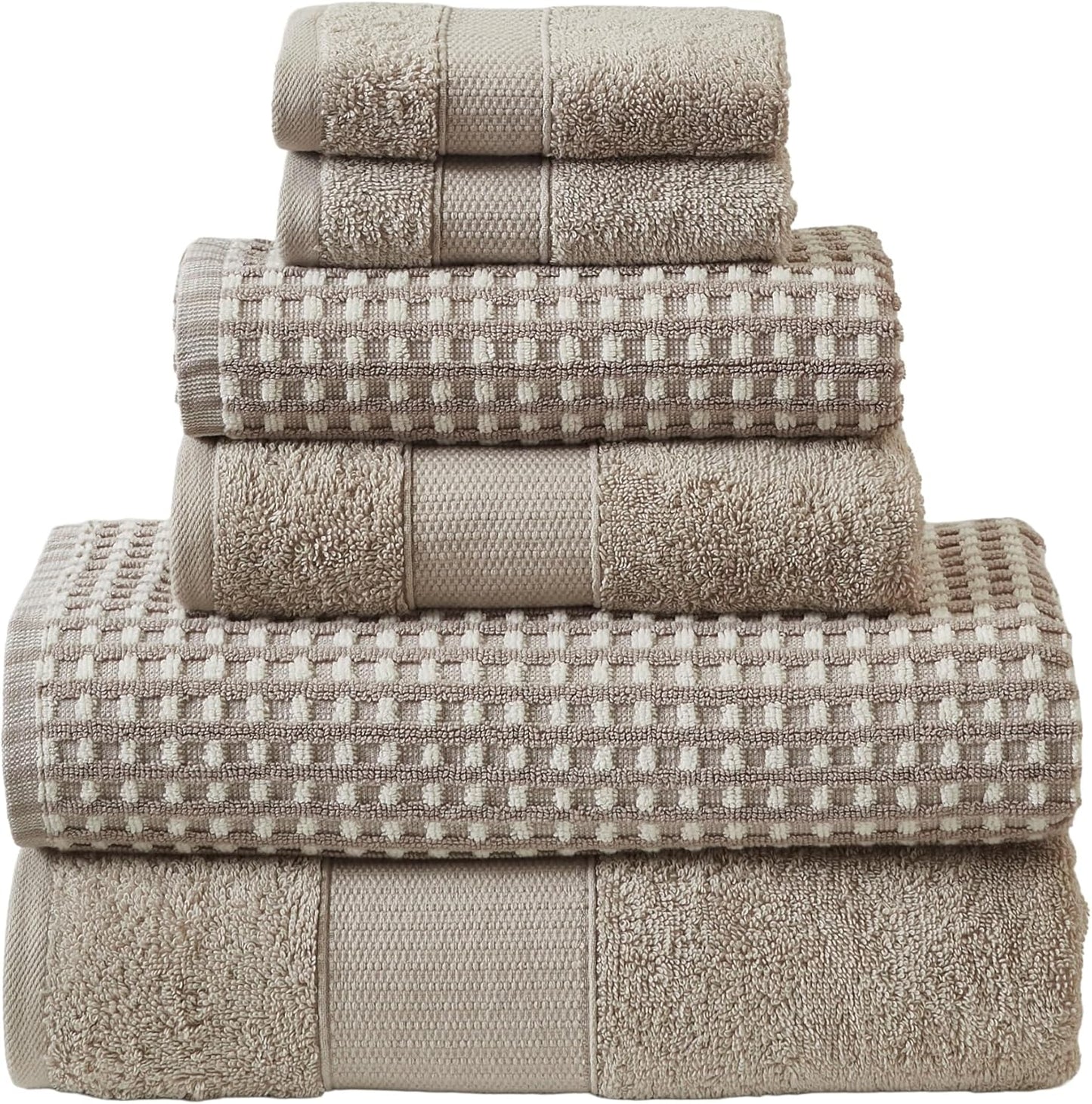 Modern Threads 6-Piece Combed Cotton Cobblestone Towel Set