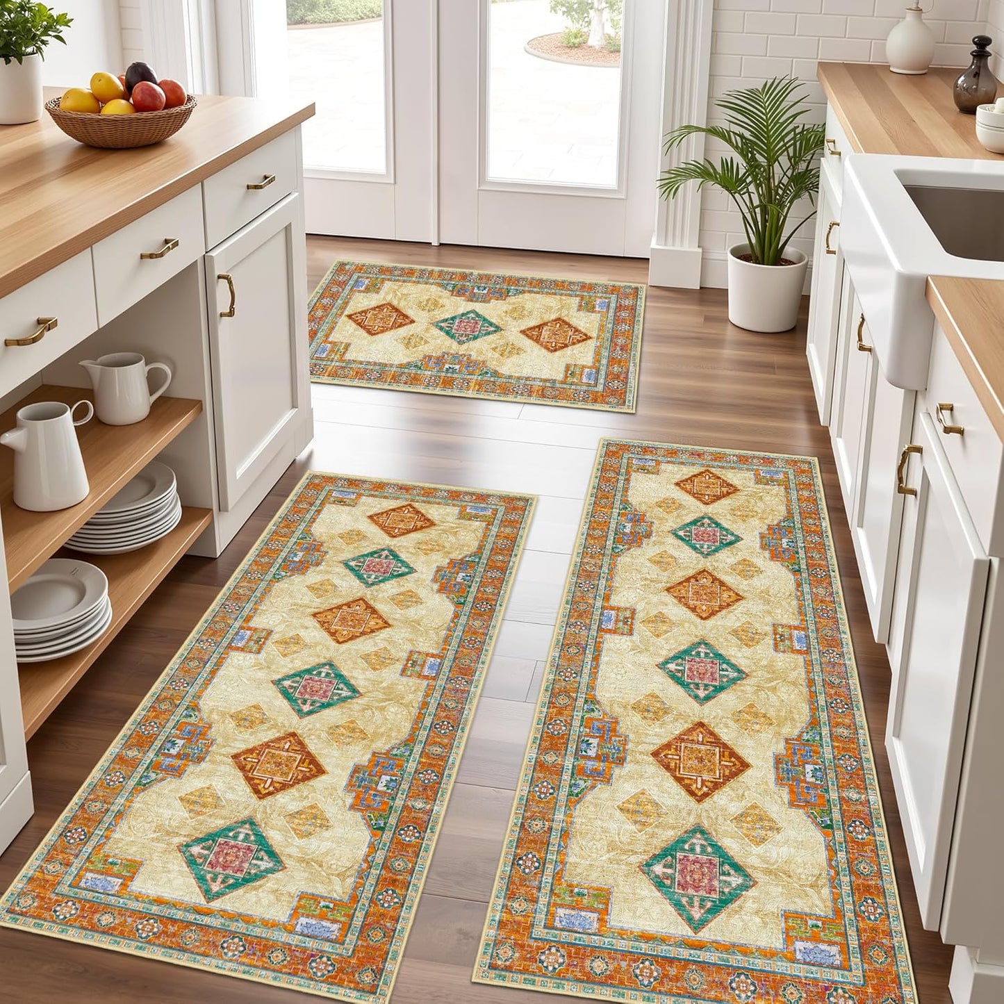 Tritard Non Slip Kitchen Rugs Set of 3 for Vintage Decor