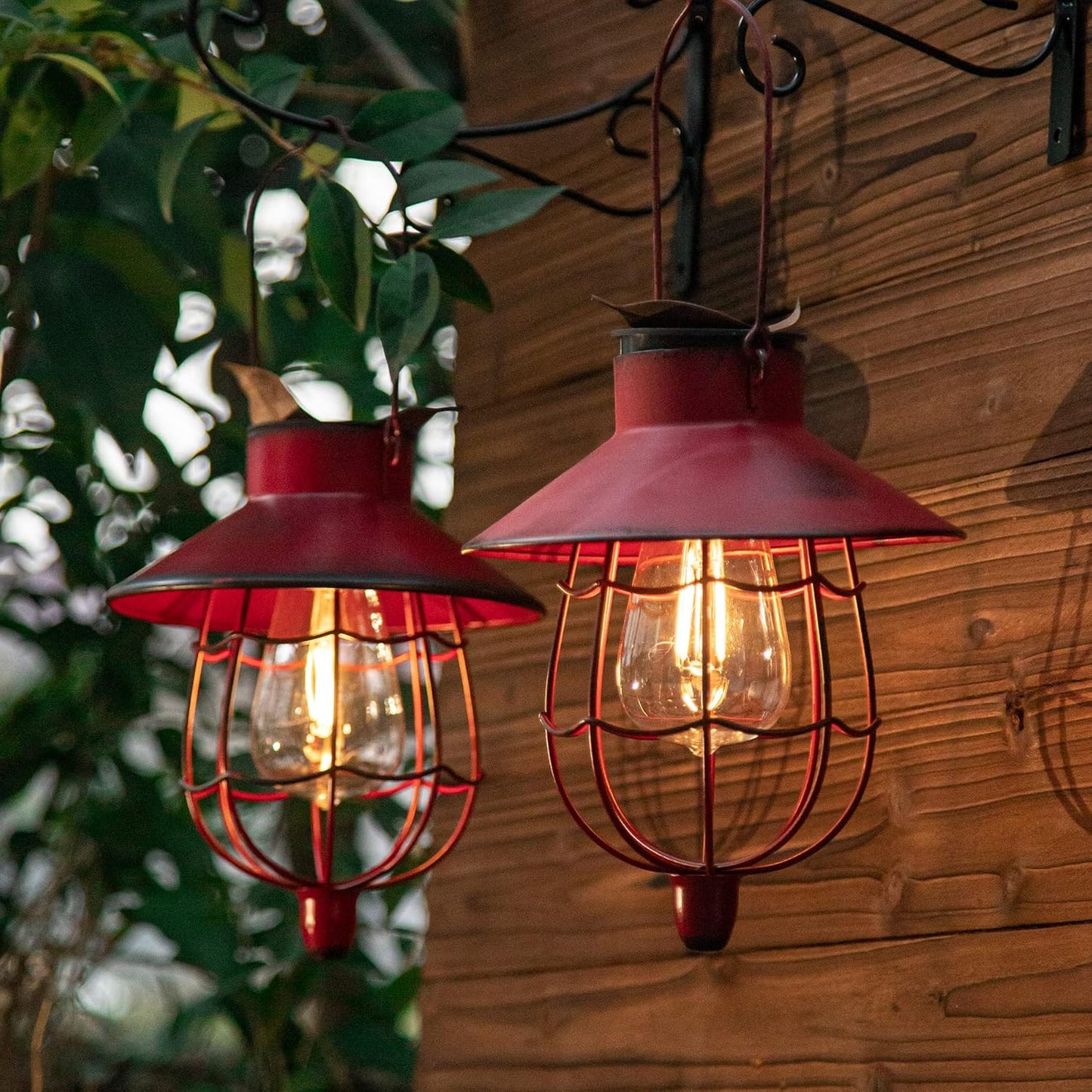 YAKii Solar Lantern 2 Pack Waterproof Outdoor Metal Lamp Decor