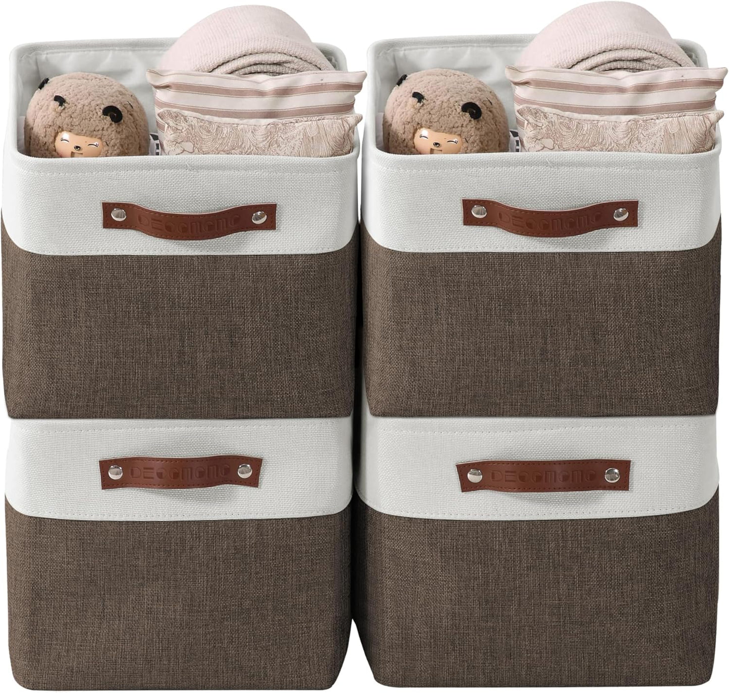DECOMOMO Storage Bins for Shelves - Large 4 Pack Organization