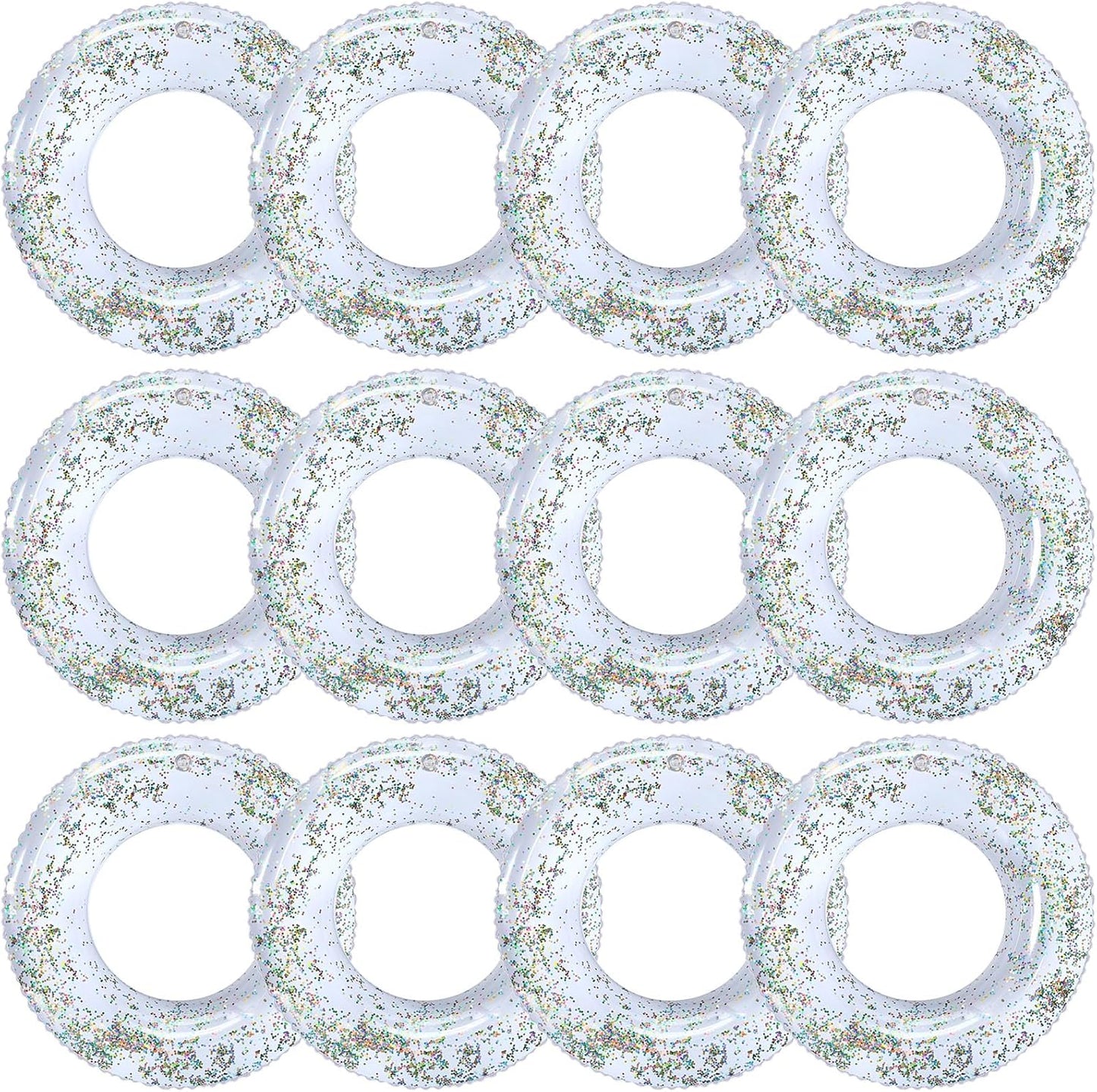 12 Pcs Summer Swim Rings with Glitter for Pool Fun and Parties