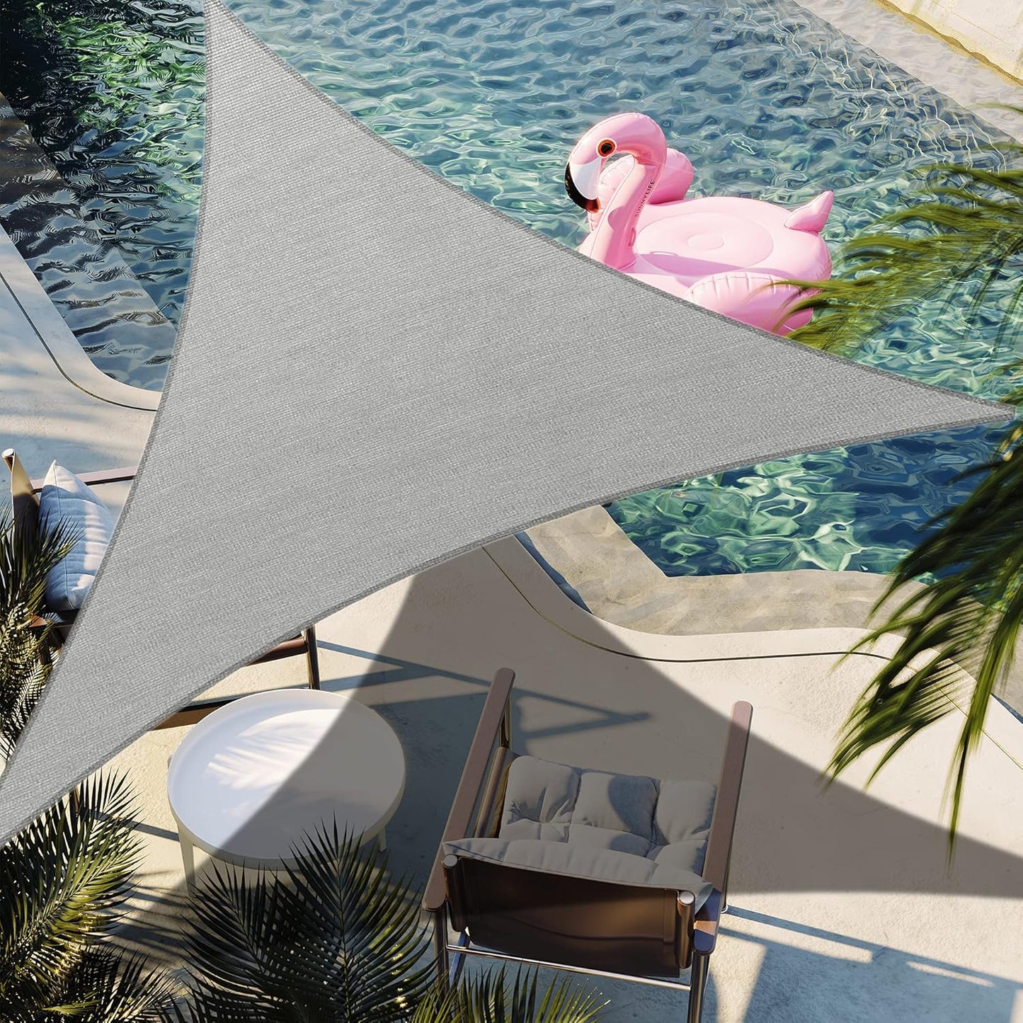 7ft x 7ft x 7ft Gray Triangle Sun Shade Sail for Outdoor Spaces