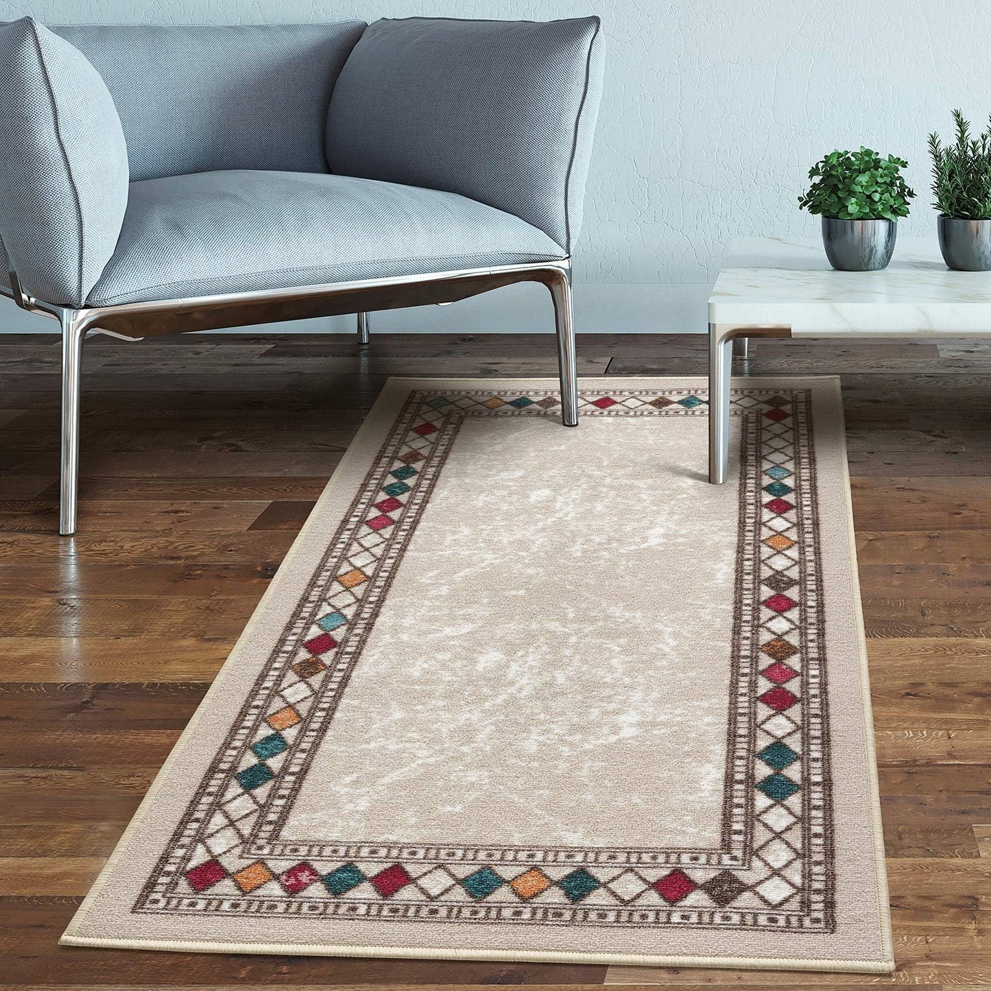 Antep Rugs Modern Bordered Non-Slip Kitchen Area Rug 2x4