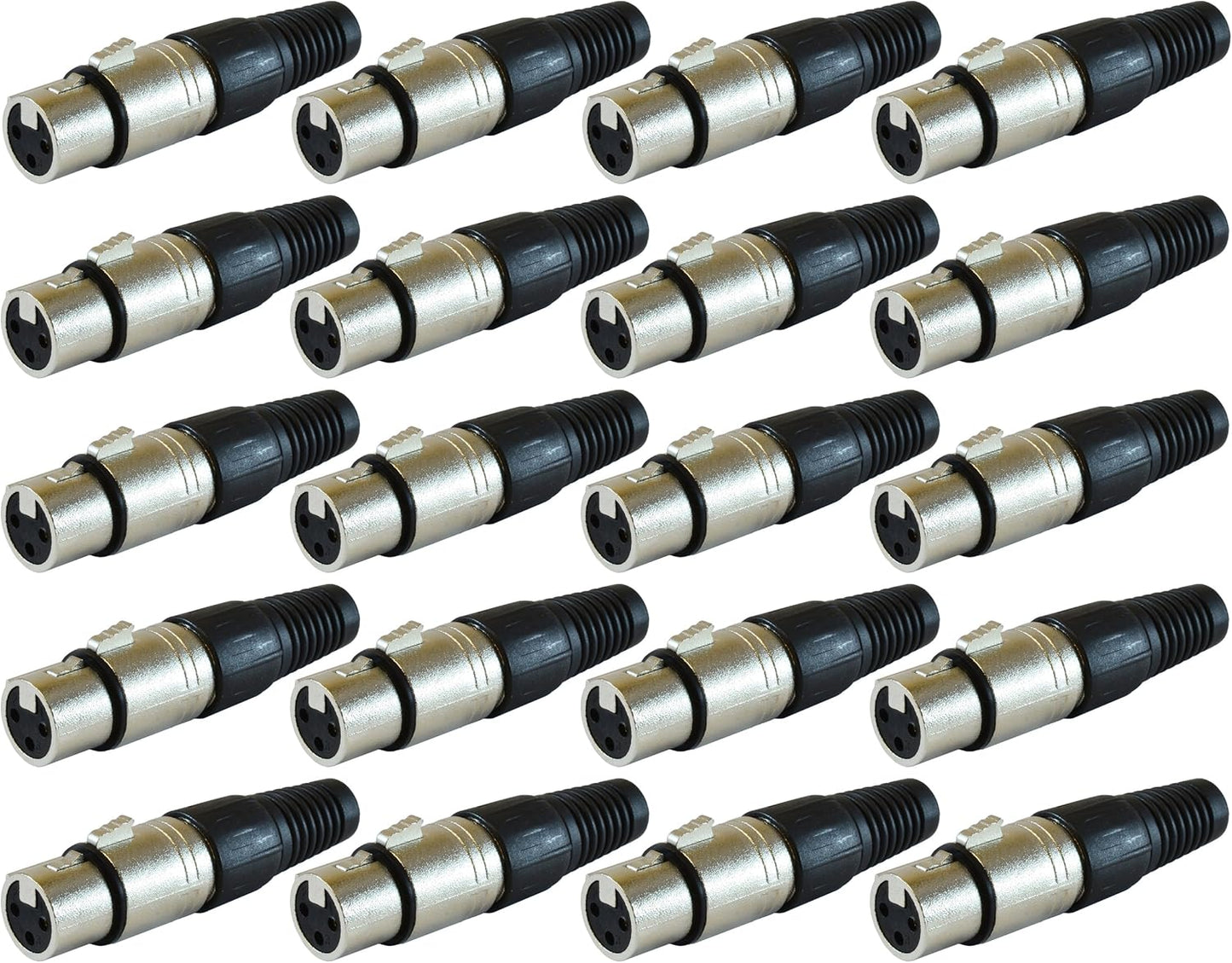 GLS Audio XLR Female Plugs Connectors - 20 Pack for Musicians