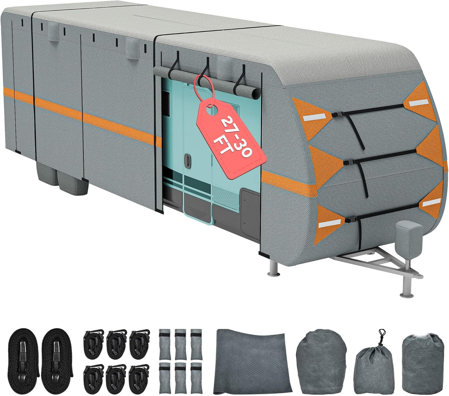 DWVO Travel Trailer Cover for 27-30FT RVs - Waterproof & Windproof